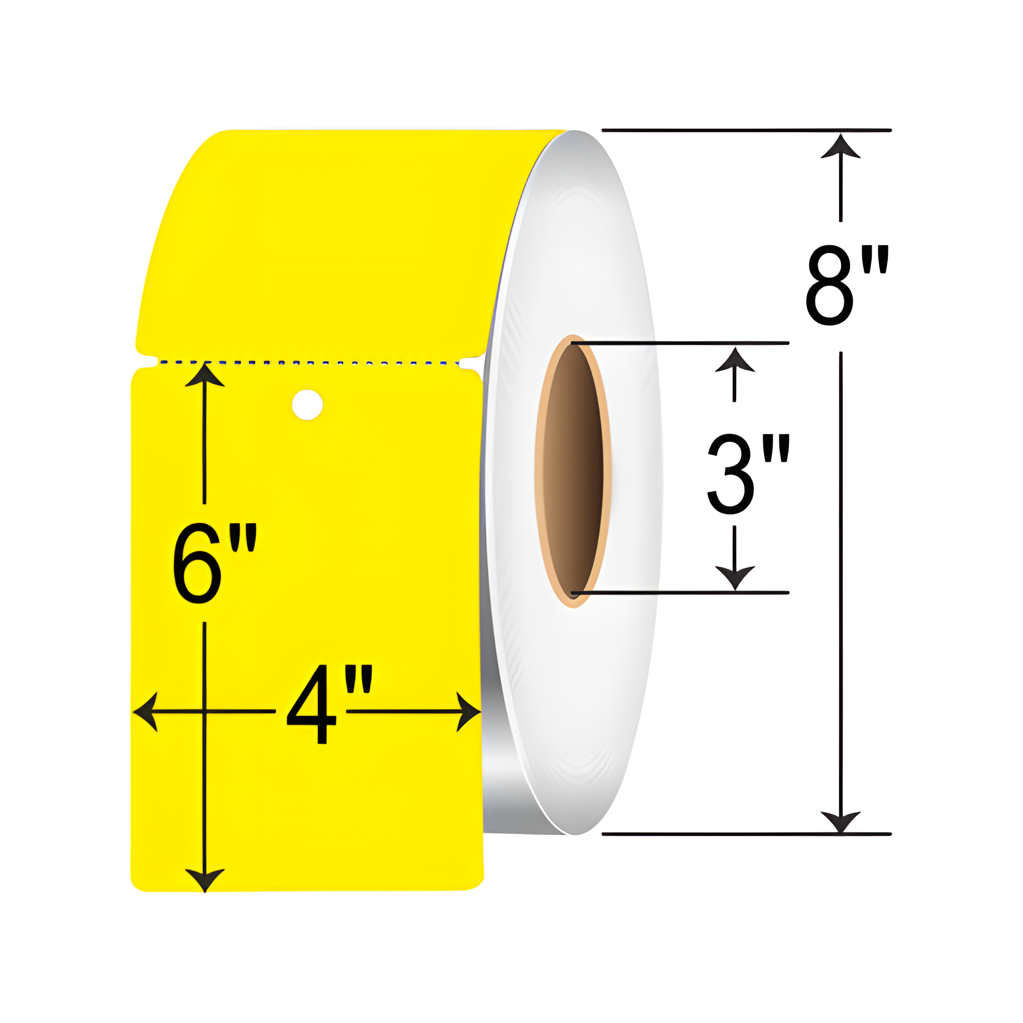 Barcodefactory Labels 4x6 Polyester TT Tag [Perforated, Notched, Punch Hole, Yellow] BAR-4X6-TAG-YL