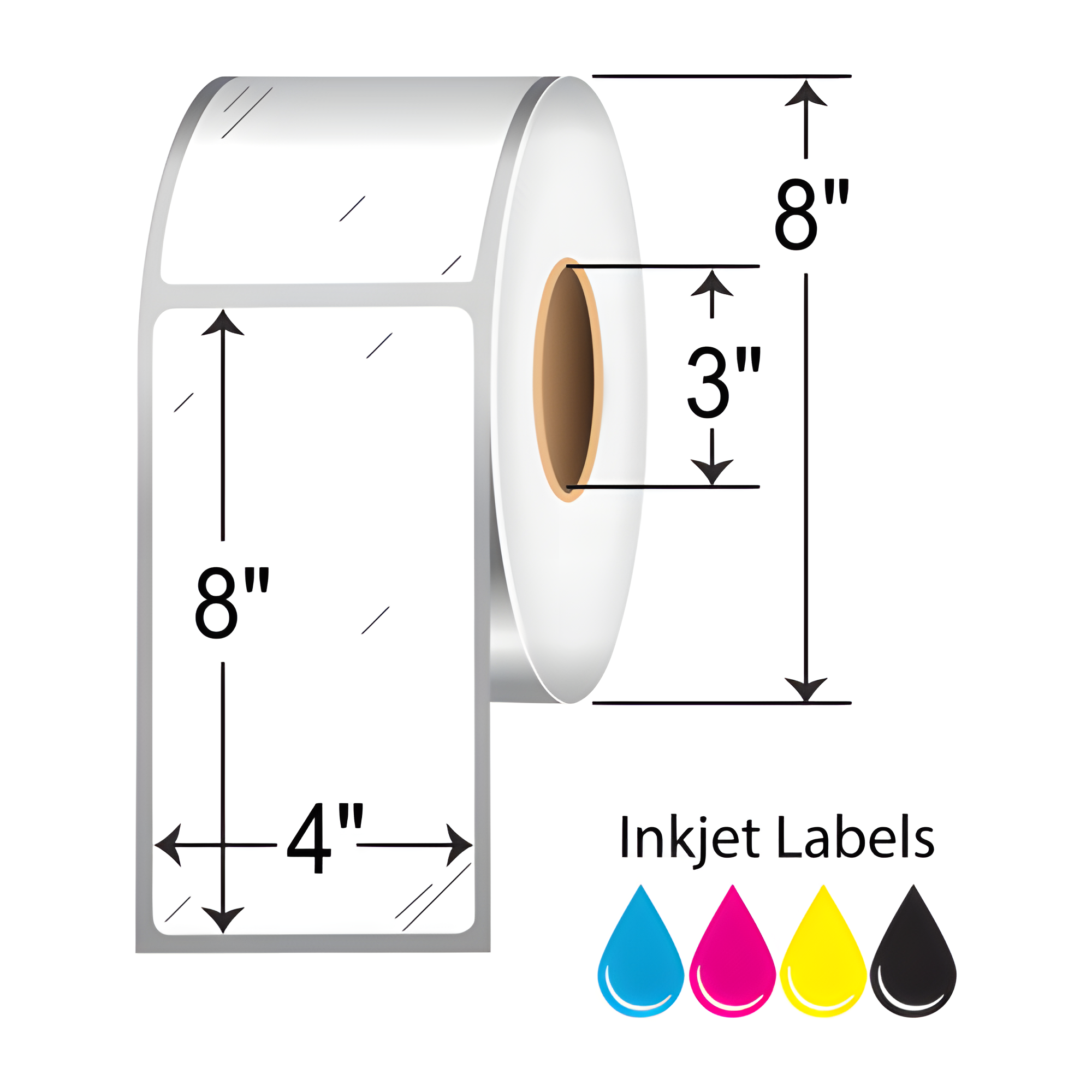 BarcodeFactory 4x8 Inkjet High-Gloss Label [Non-Perforated] RIJG-4-8-750-3