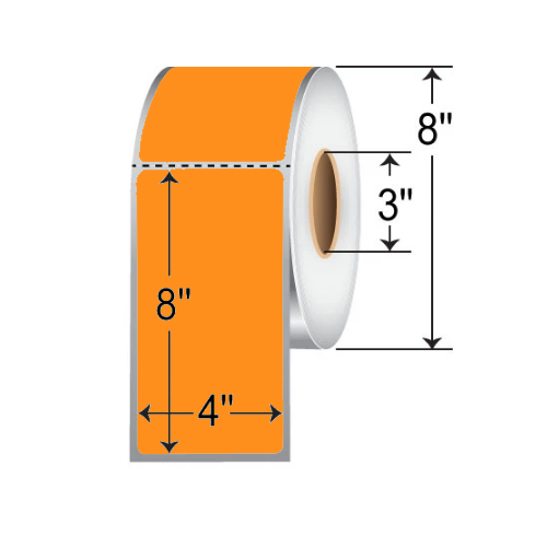 Barcodefactory 4x8  TT Label [Perforated, Orange] RFC-4-8-750-OR
