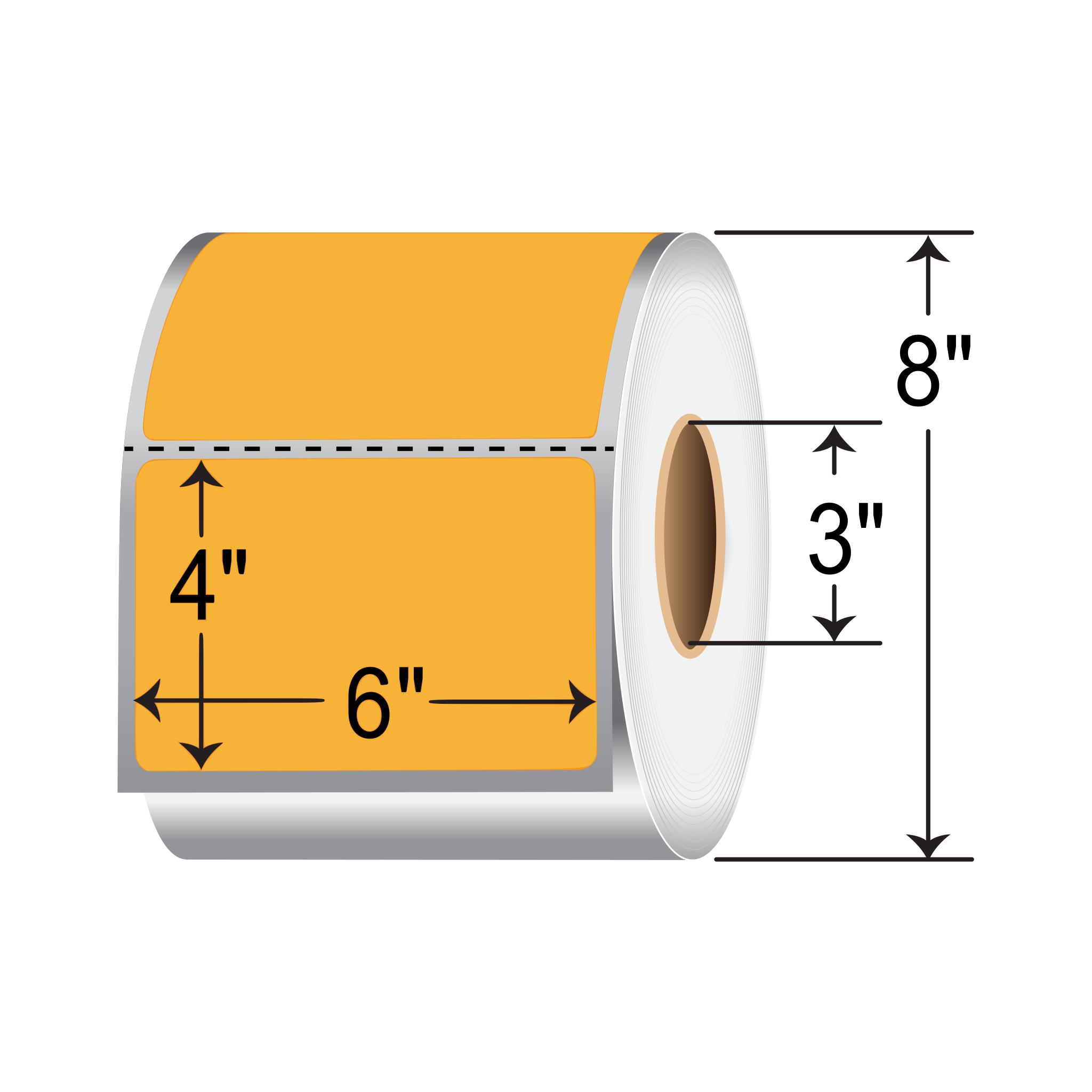 Barcodefactory 6x4  TT Label [Perforated, Orange] RFC-6-4-1500-OR