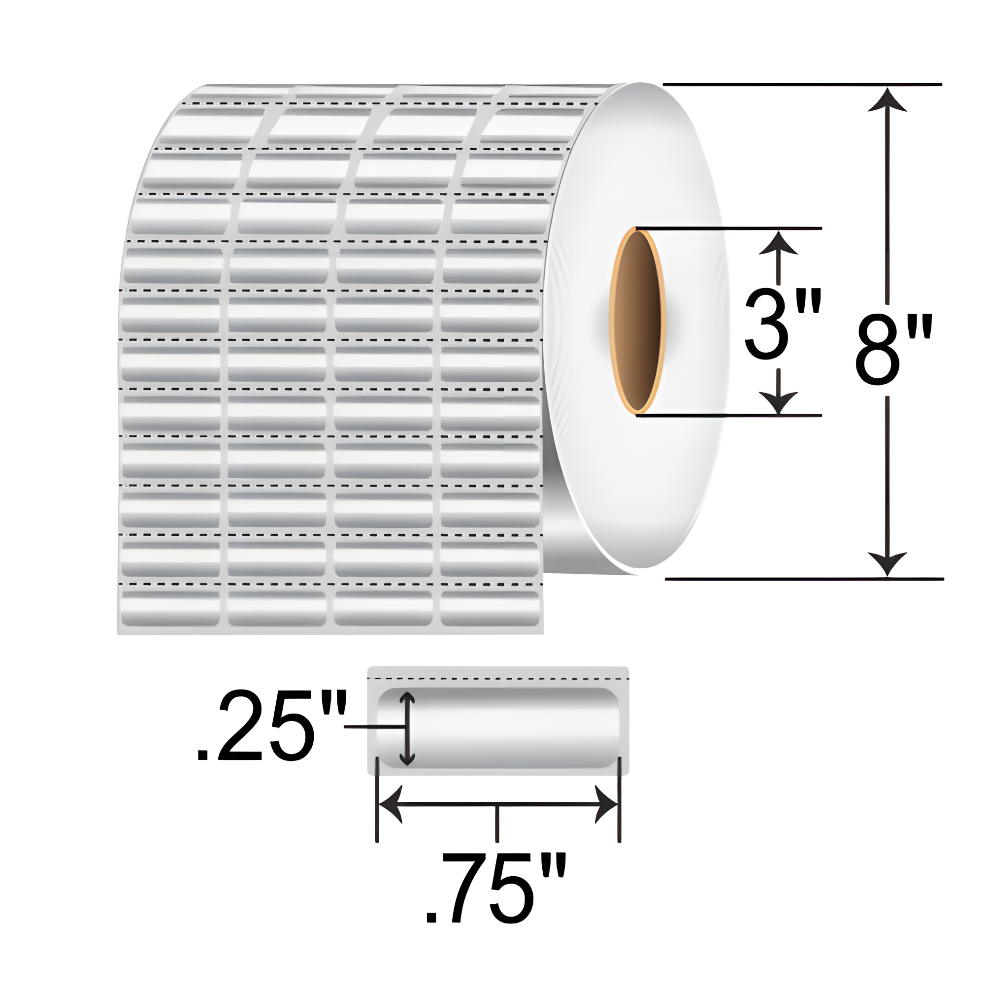 Zebra Z-Ultimate 4000T 0.75x0.25 Polyester TT Label [Ultra Aggressive, 4up, Perforated, Silver] 10021221