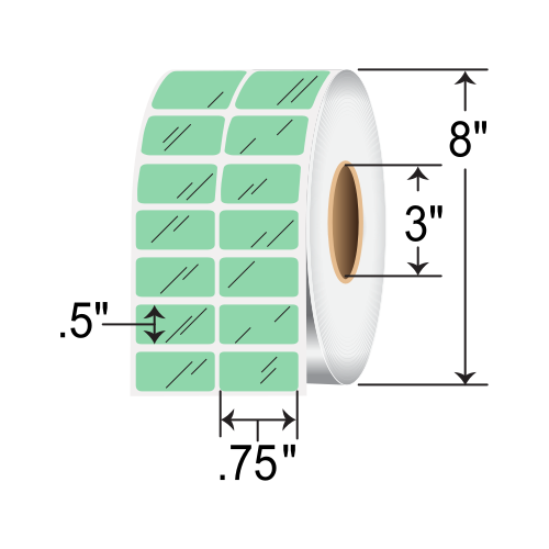BarcodeFactory 0.75x0.5 Polyester TT Label [Green, Non-Perforated] BAR-.75X.5-SYN-GRN