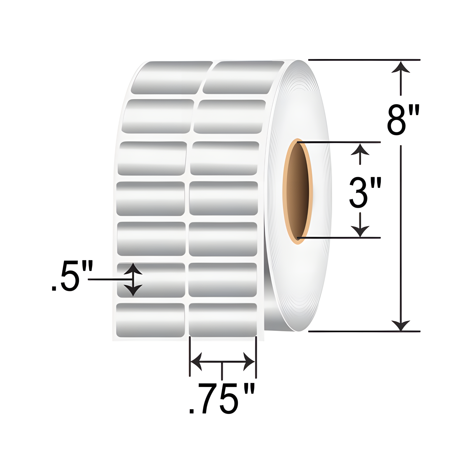 BarcodeFactory 0.75x0.5 TT Silver Label [Non-Perforated] BAR-0.75X0.5-SILVER