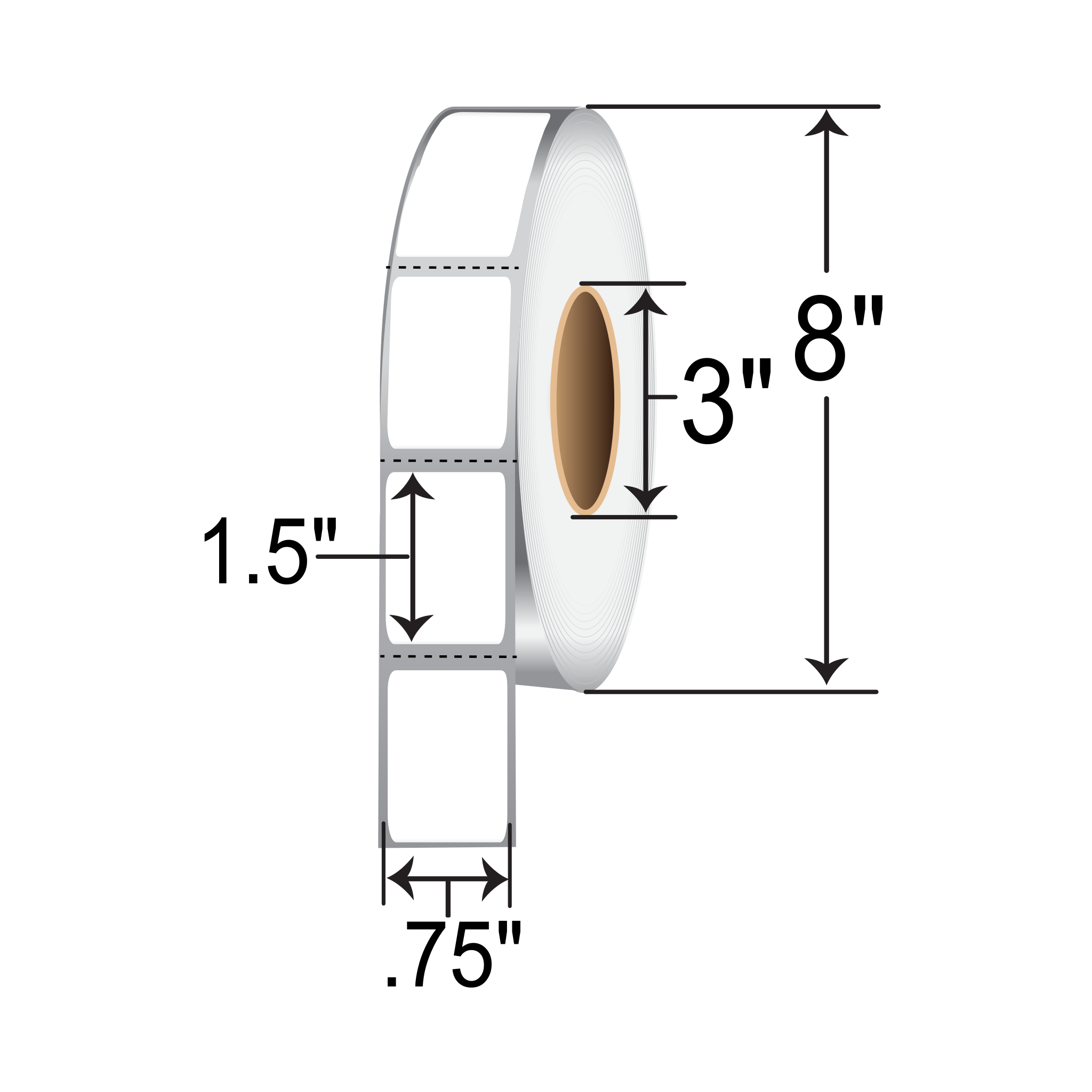 Zebra PolyPro 3000T 0.75x1.5 Polypropylene TT Label [Perforated] 10023325