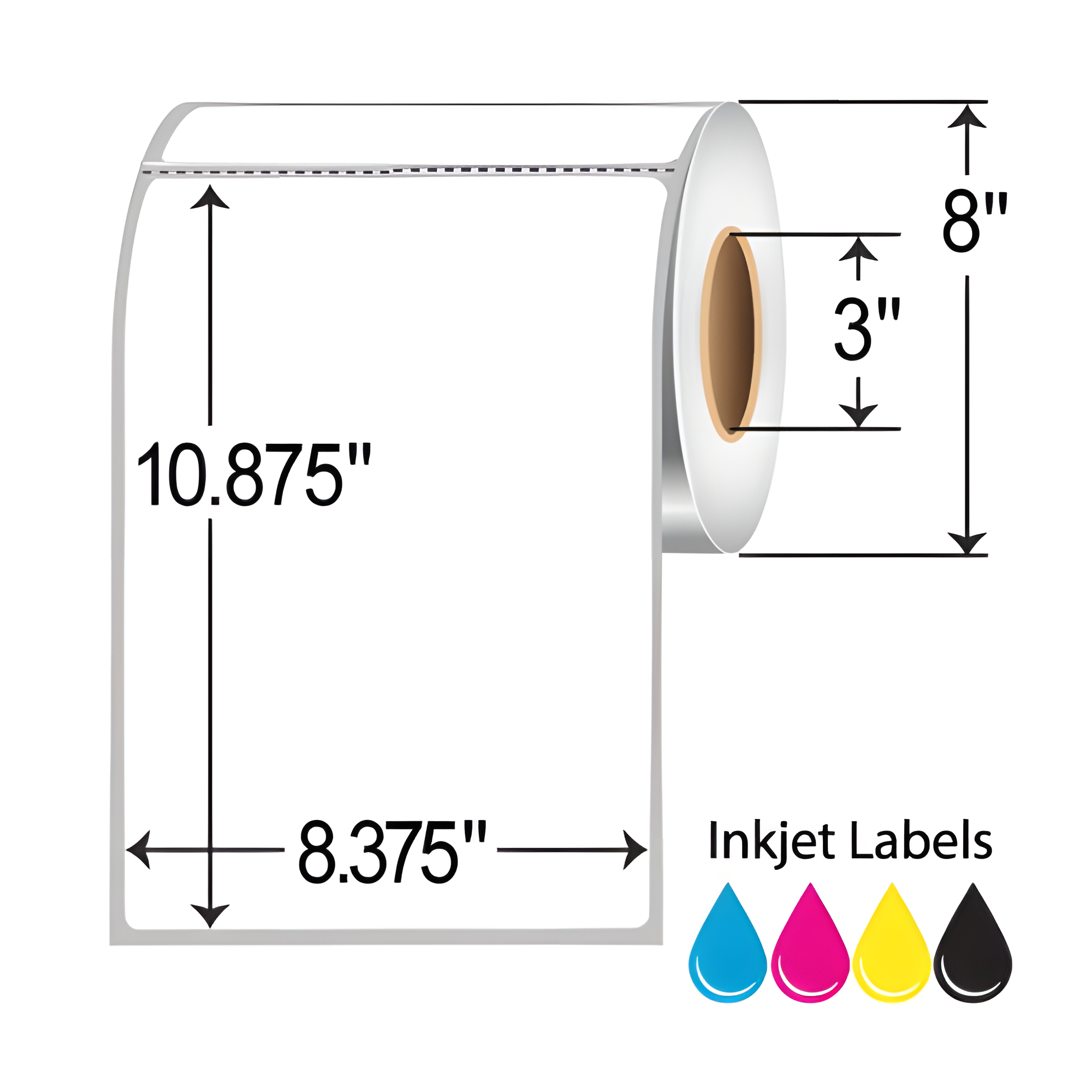 BarcodeFactory 8.375x10.875 Inkjet High-Gloss Film Label [Perforated] L-IJ-GF8381078660R-38P