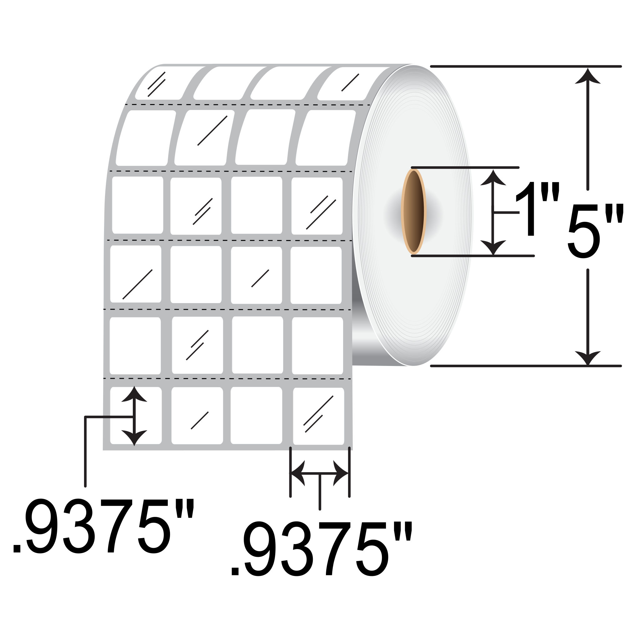 Zebra 8000T 0.9375x0.9375 Polyester TT Label [4up, Perforated] 10034298