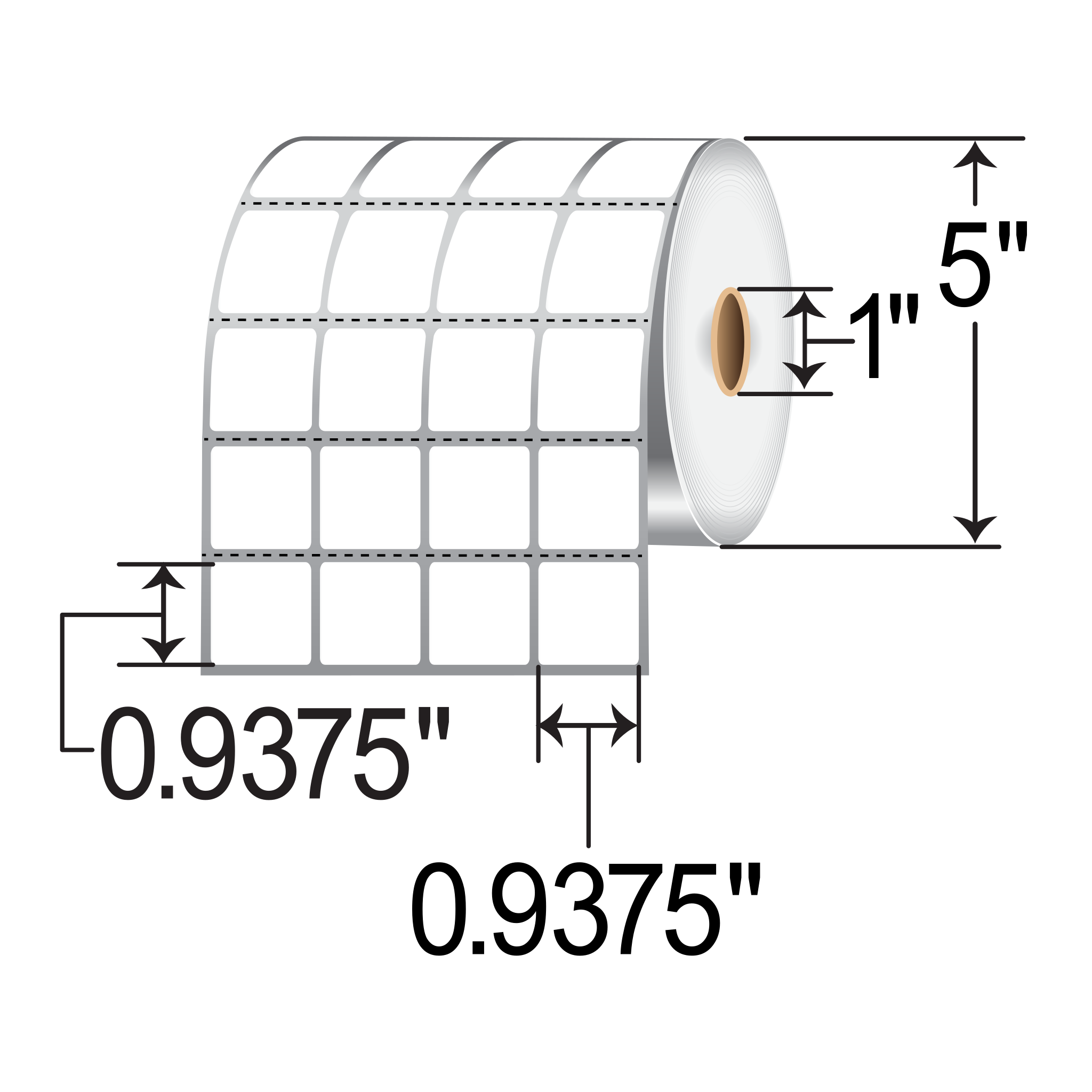 Zebra Z-Xtreme 5000T 0.9375x0.9375 Polyester TT Label [4up, Perforated] 10008404