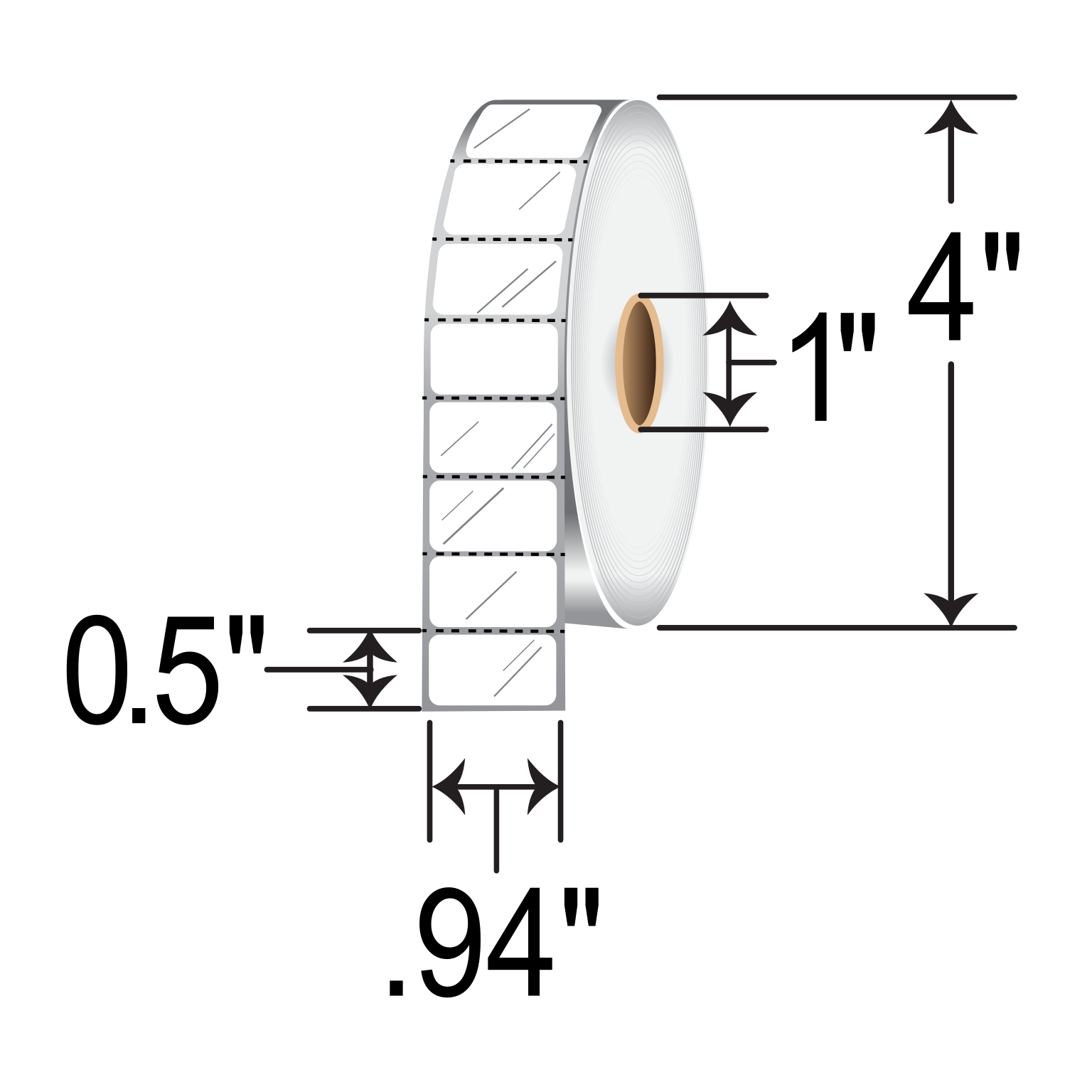 Barcodefactory 0.94x0.5 Polypropylene TT Label [Perforated] BAR-.94X.5