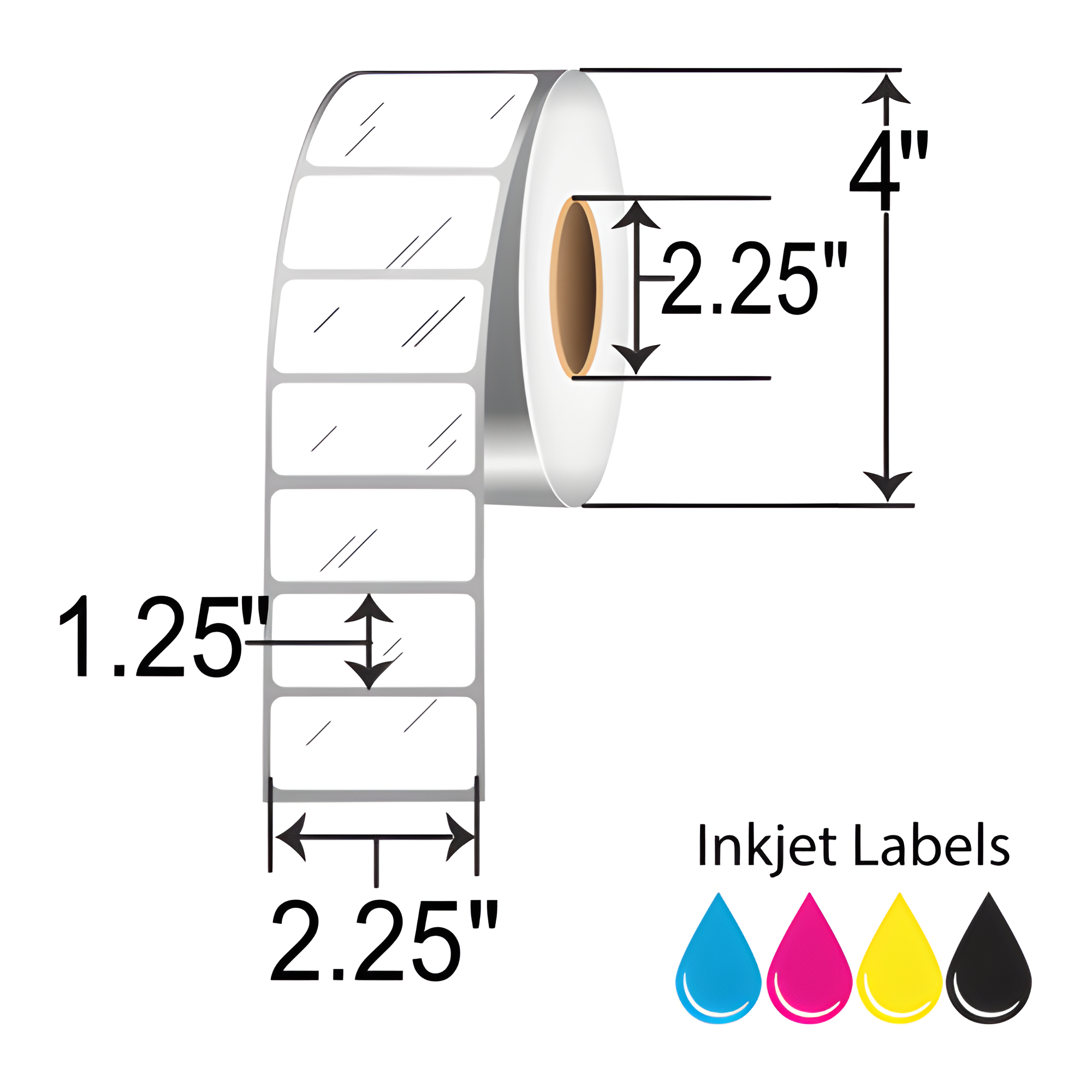 BarcodeFactory 2.25x1.25 Gloss Poly Inkjet Label [Non-Perforated] IGP-225-125-750-225NP