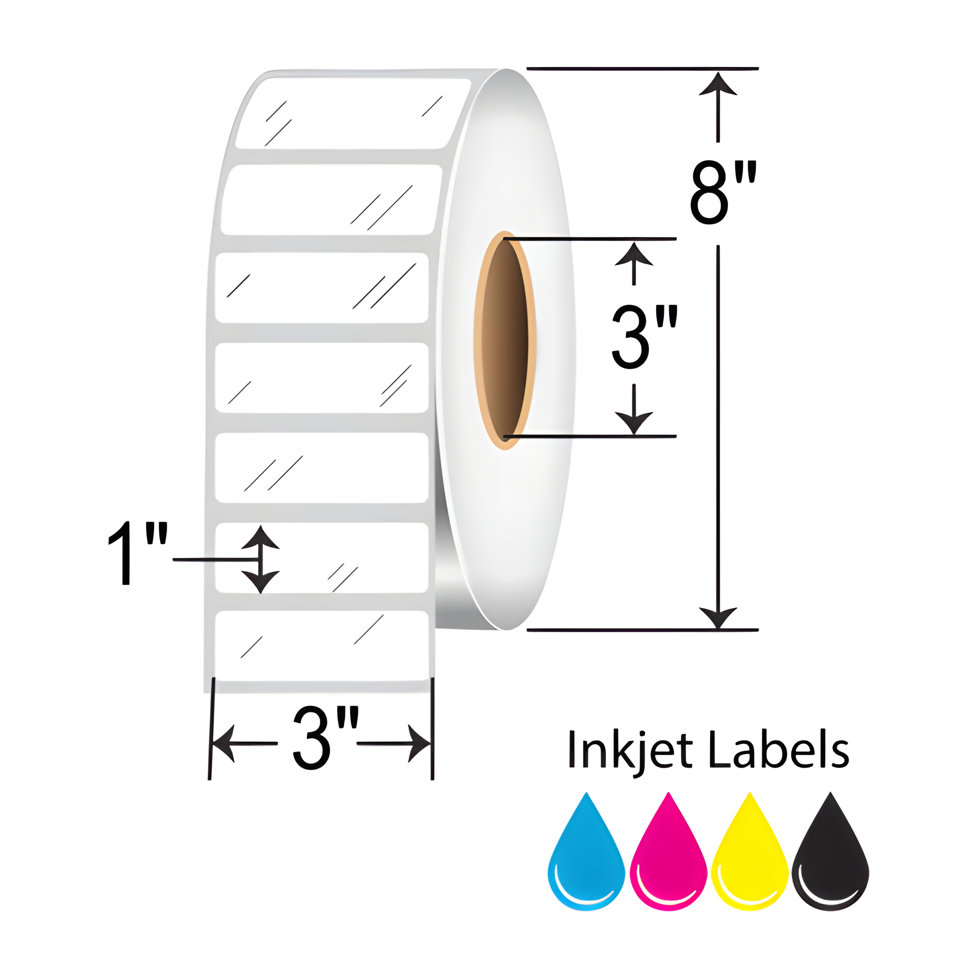 BarcodeFactory 3x1 Inkjet High-Gloss Label [Non-Perforated] RIJG-3-1-5430-3