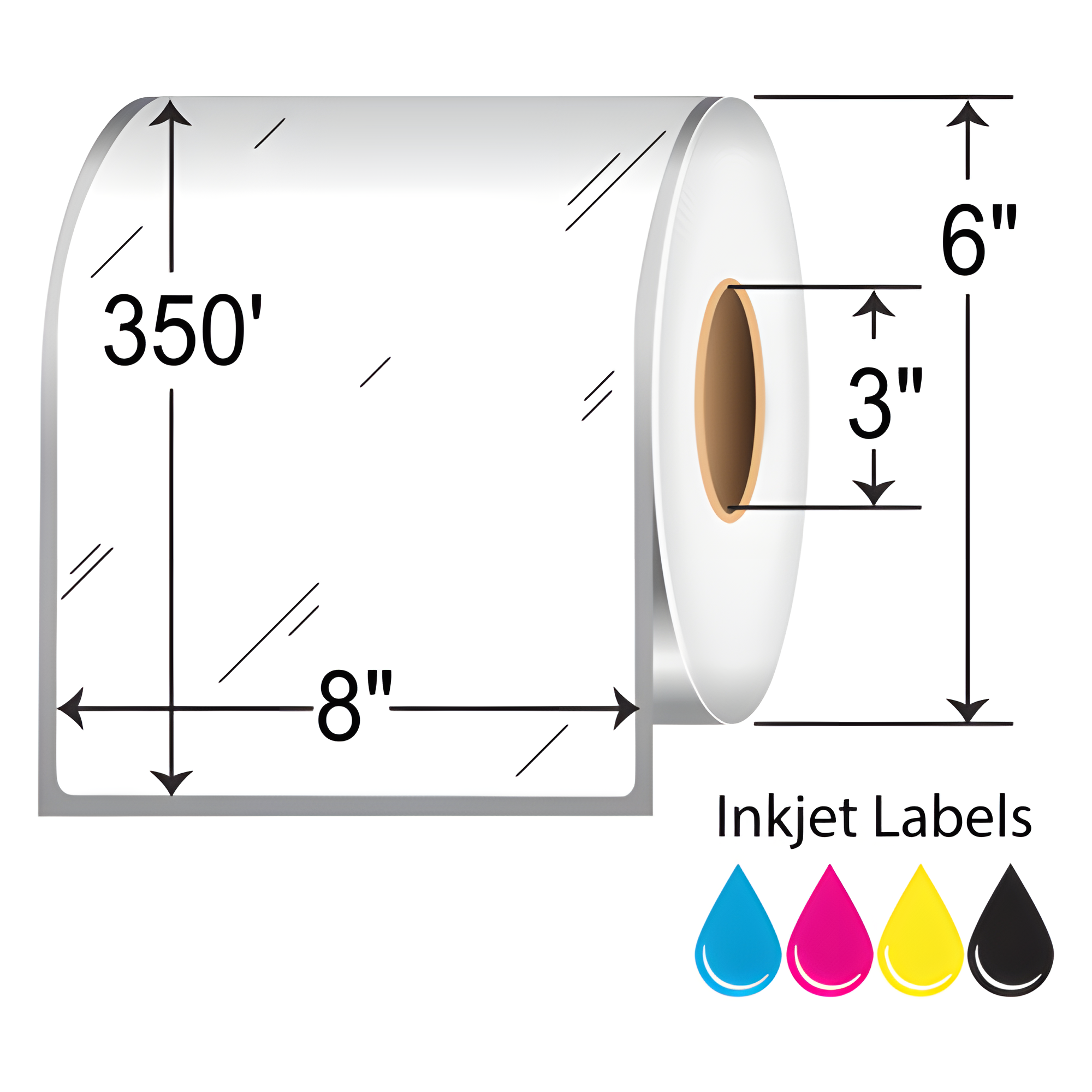BarcodeFactory 8x350' Inkjet High-Gloss Film Label L-IJ-GF8350CR-36
