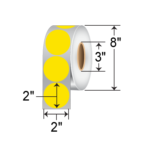 BarcodeFactory 2" Circles DT Label [Yellow, Non-Perforated] 2-Circle-DT-BAR