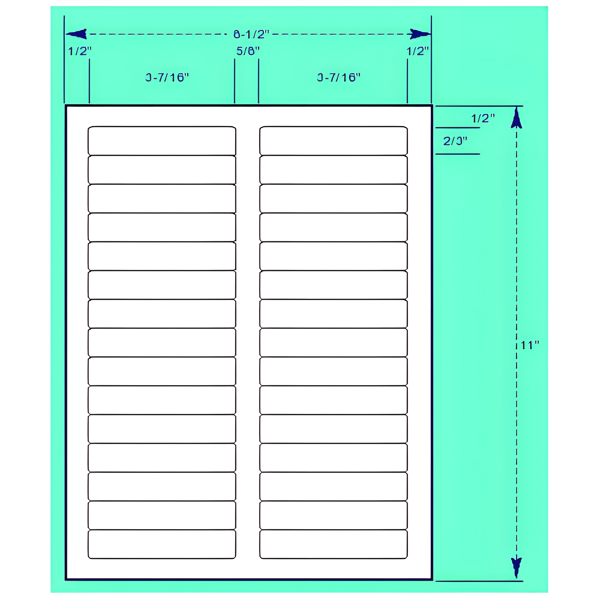 BCF 3 7/16" x 2/3" Blank File Folder Laser Label [8.5" x 11" Sheet Size] SL37-66-30G