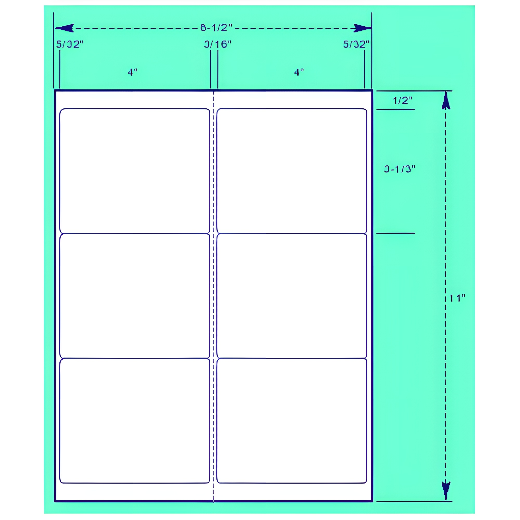 BCF 4" x 3 1/3" Laser Label [8 1/2" x 11" Sheet Size] SL4-333-6G