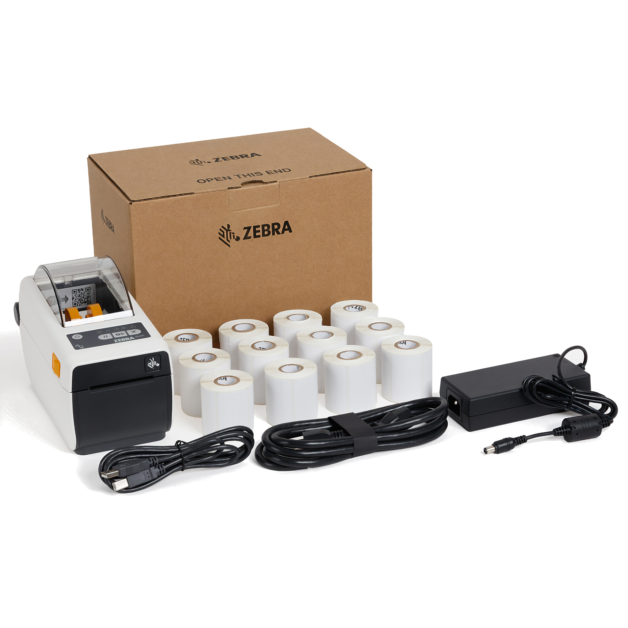 Zebra ZD411d Bundle [Healthcare Desktop Printer, Labels, Service Contract] SMB-P1142886