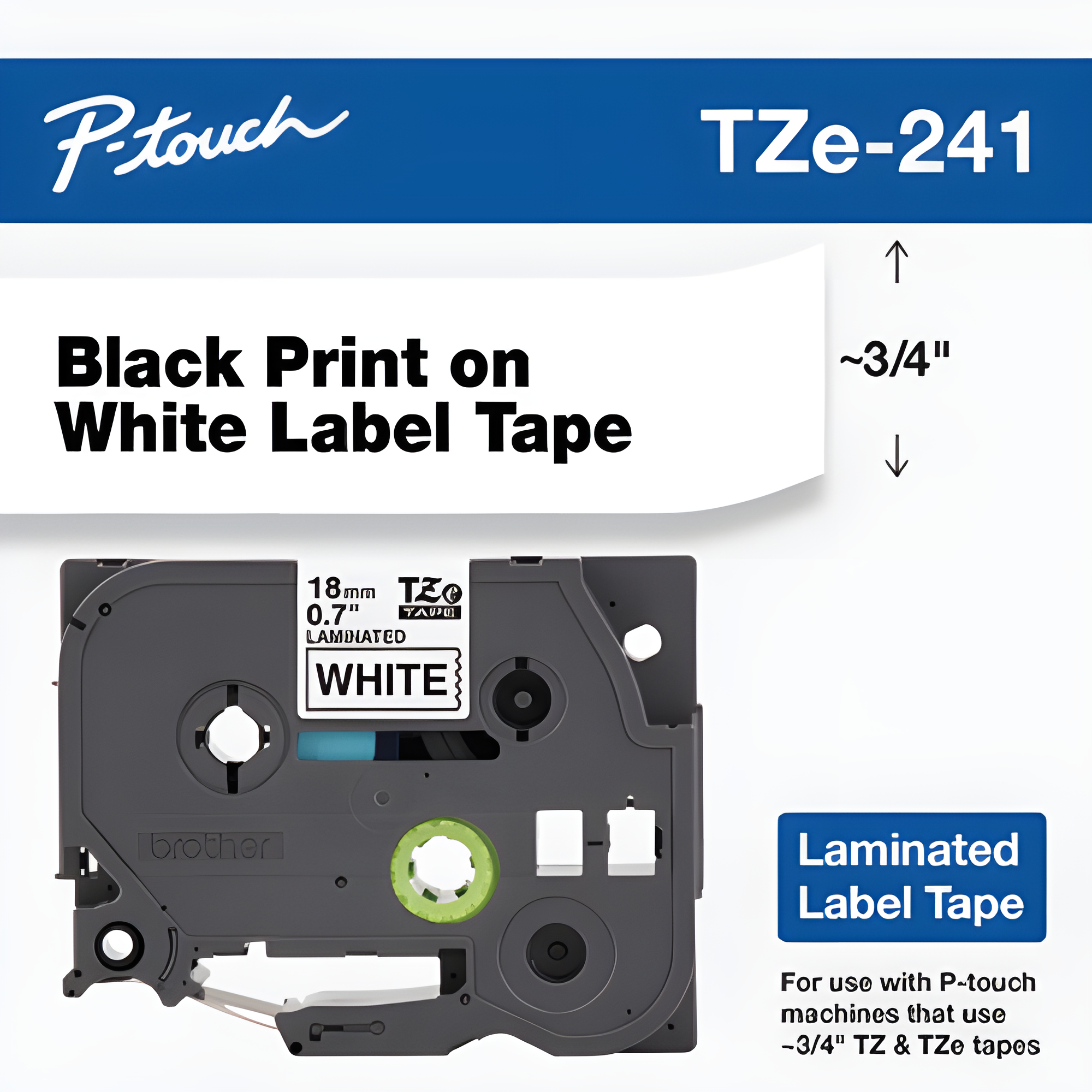 Brother Mobile 0.7" x 26.2' Laminated Tape Cartridge TZE241G