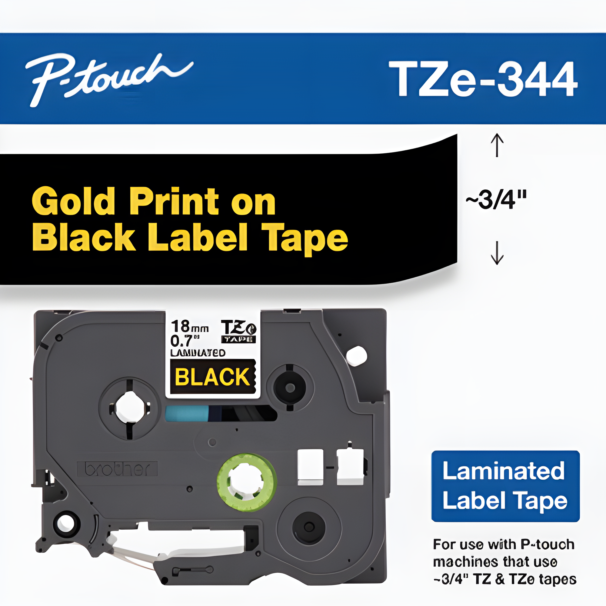Brother Mobile 0.7" x 26.2' Laminated Tape Cartridge TZE344G
