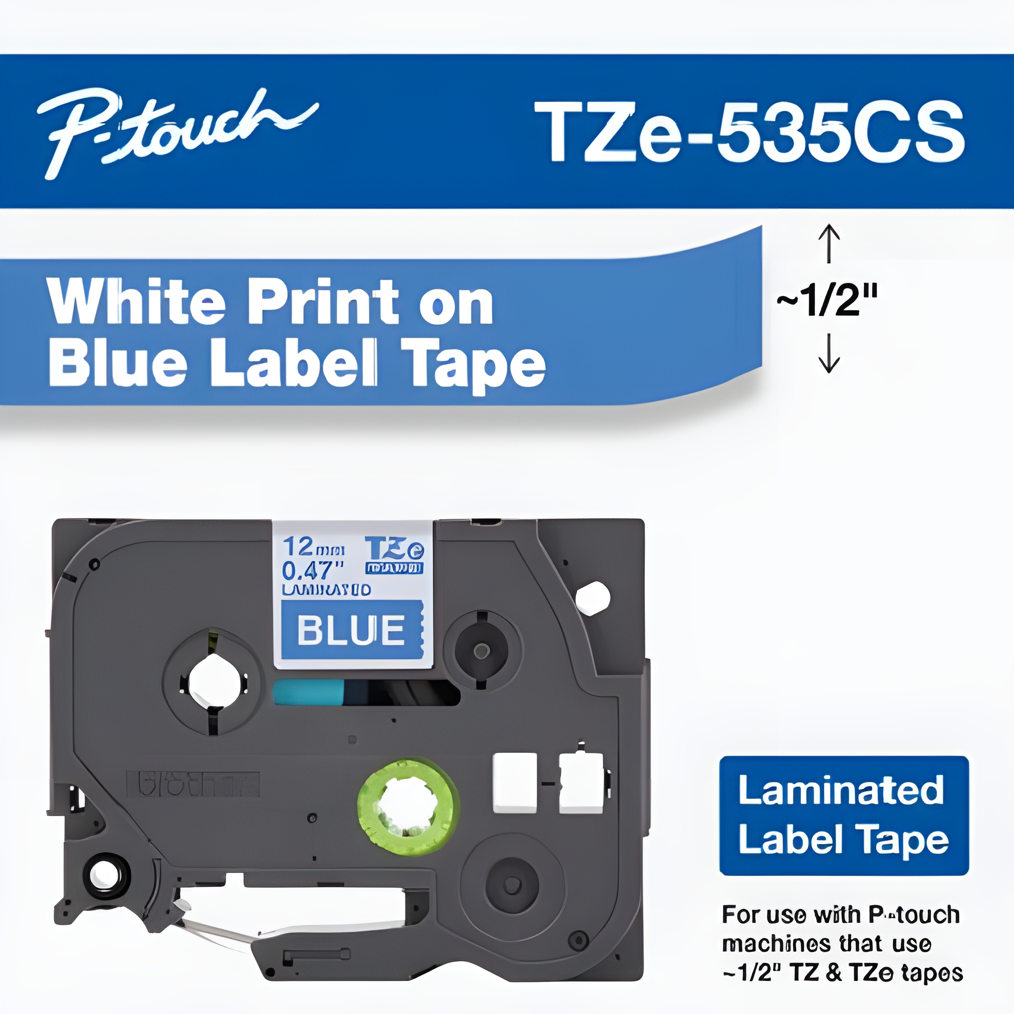 Brother Mobile 0.47" x 26.2' Laminated Tape Cartridge TZE535CS