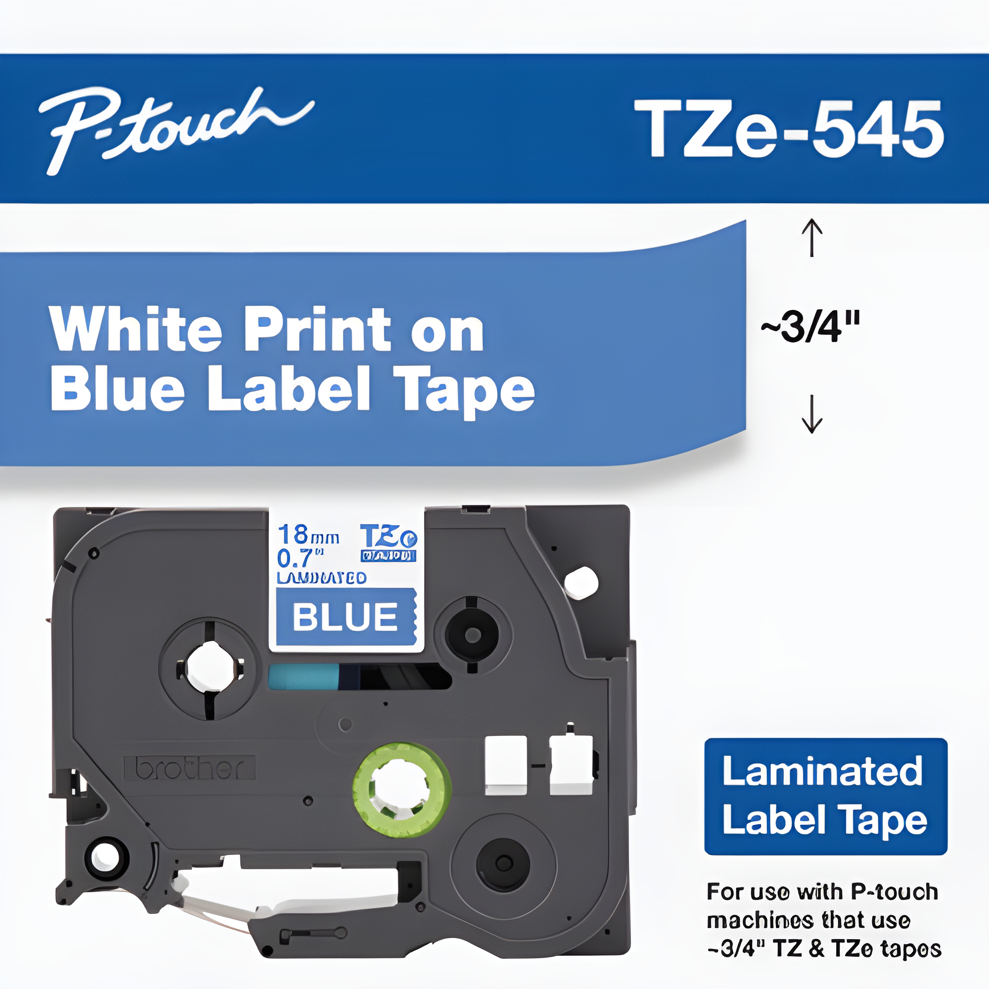 Brother Mobile 0.7" x 26.2' Laminated Tape Cartridge TZE545