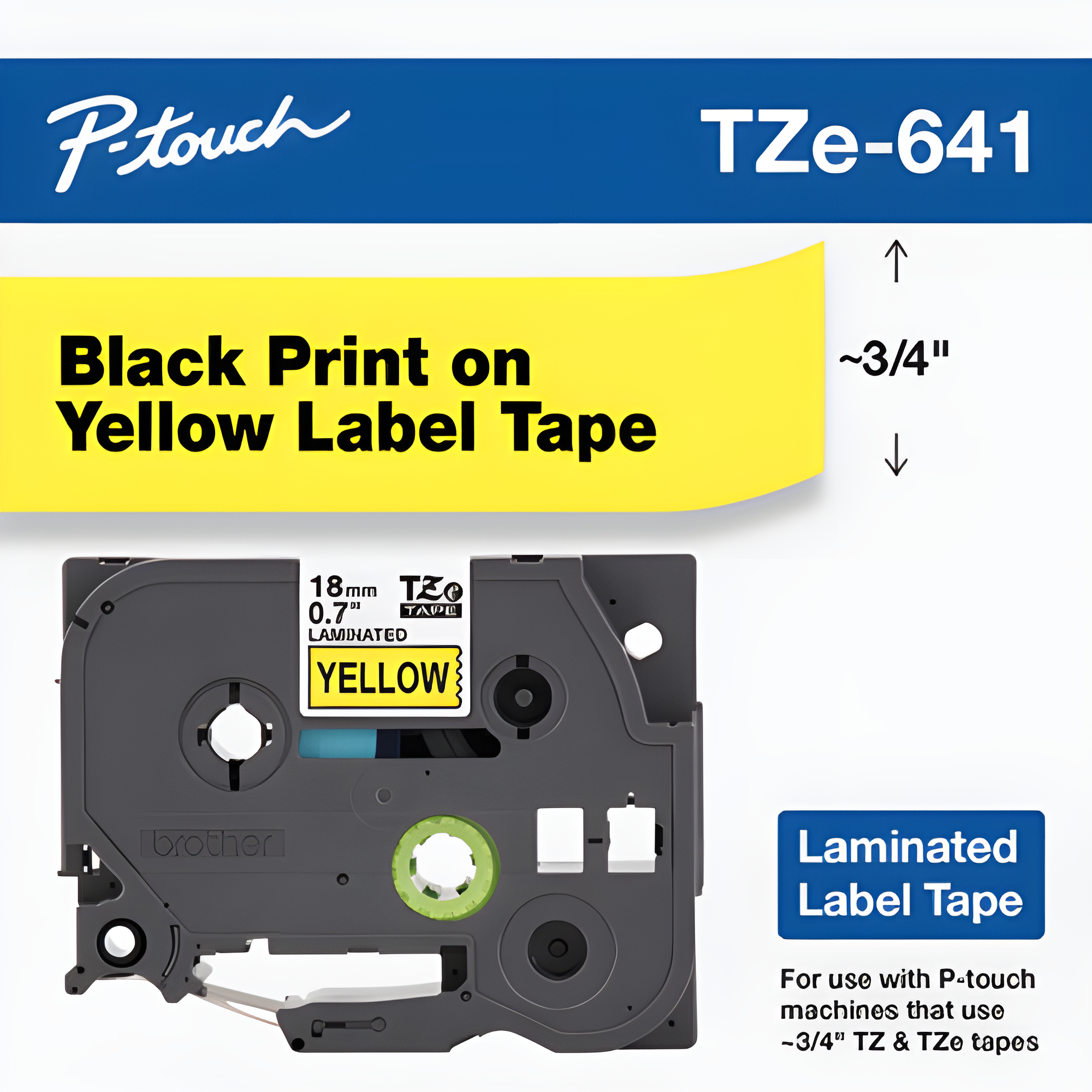 Brother Mobile 0.7" x 26.2' Laminated Tape Cartridge TZE641G