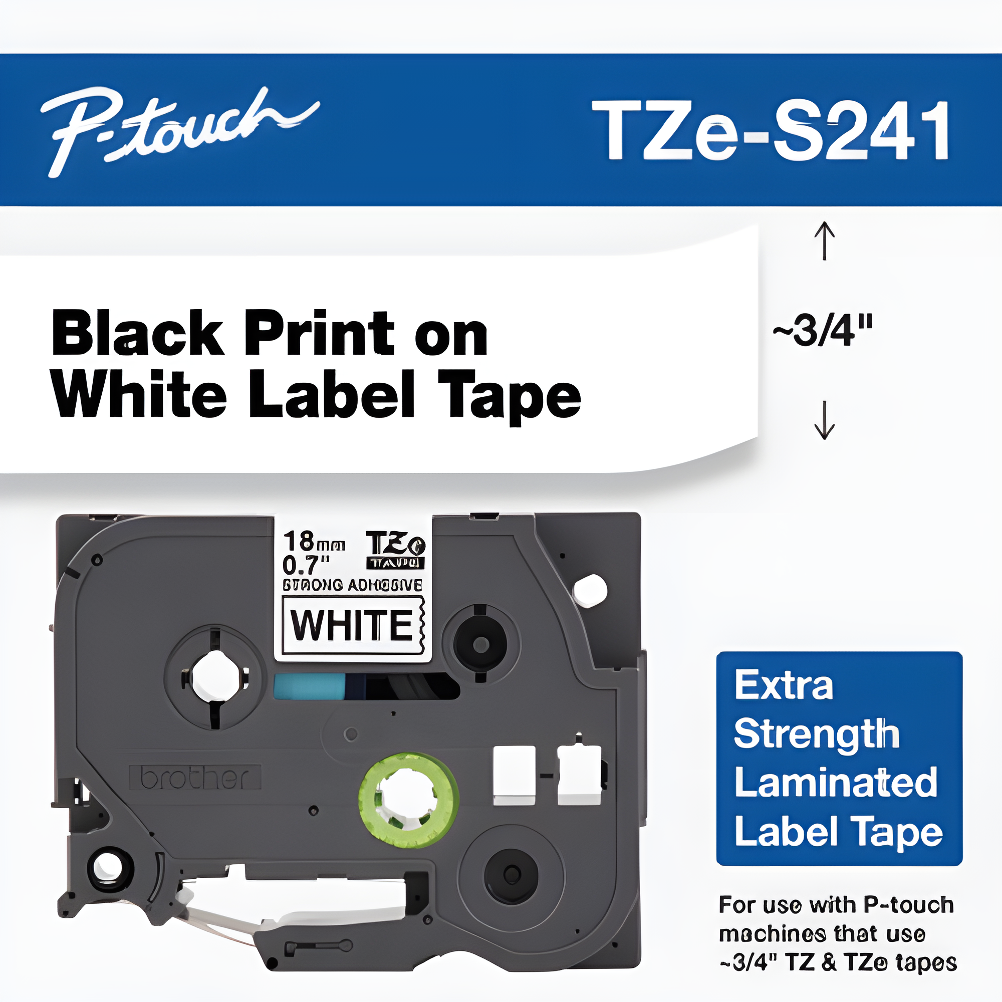 Brother Mobile 0.7" x 26.2' Laminated Tape Cartridge TZES241G