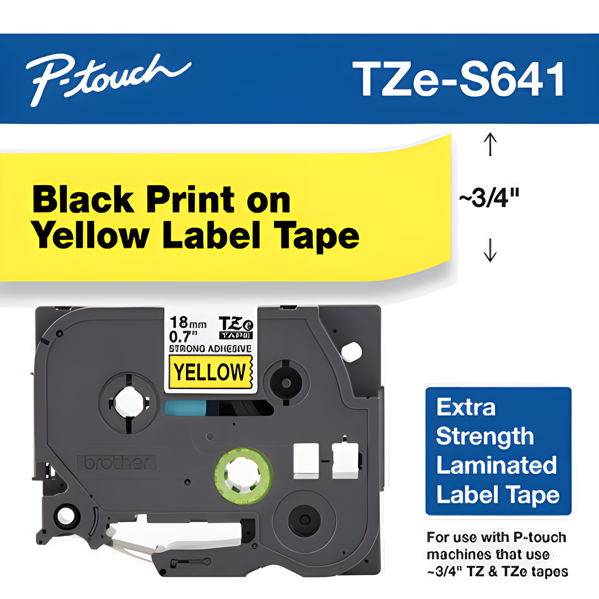 Brother 0.7" x 26.2' Laminated Tape Cartridge TZES641G