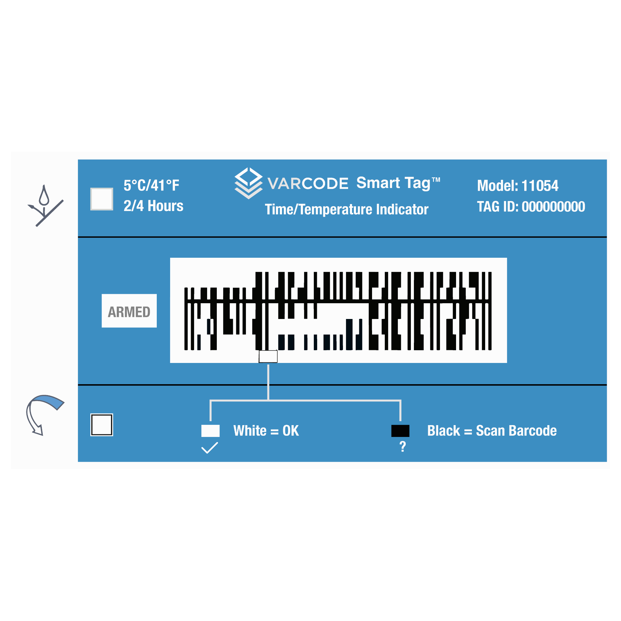 Varcode Smart Tag [41°F/5°C, 2/4Hours, w/o Visual Indicator] 11054