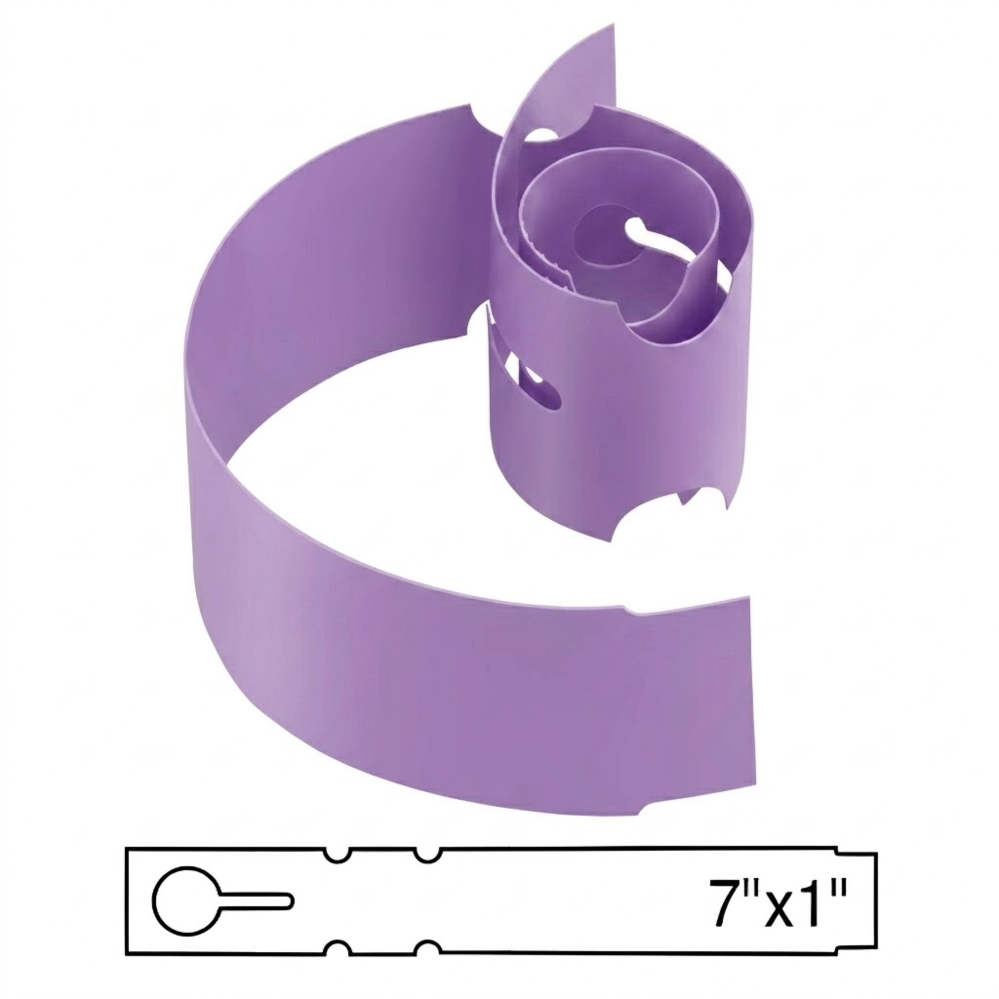 BarcodeFactory 7x1 Thermal Purple Tree Wrap Tags [Non-Perforated] BAR-WP7X1-PU-EA