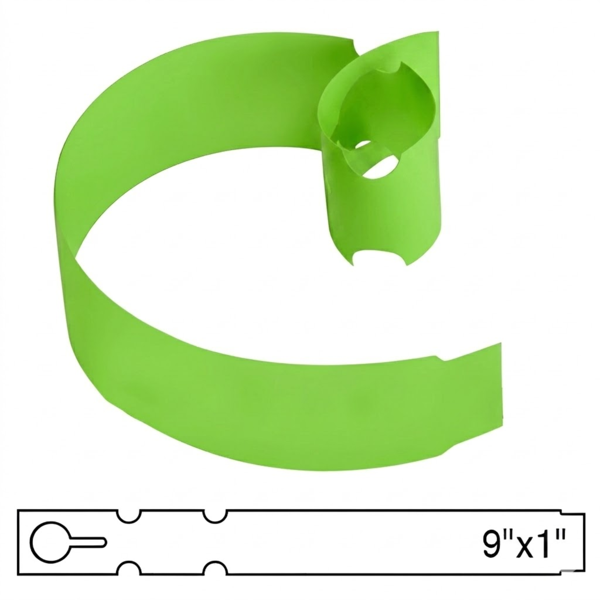 BarcodeFactory 9x1 Thermal Lime Tree Wrap Tags [Non-Perforated] BAR-WP9X1-LM