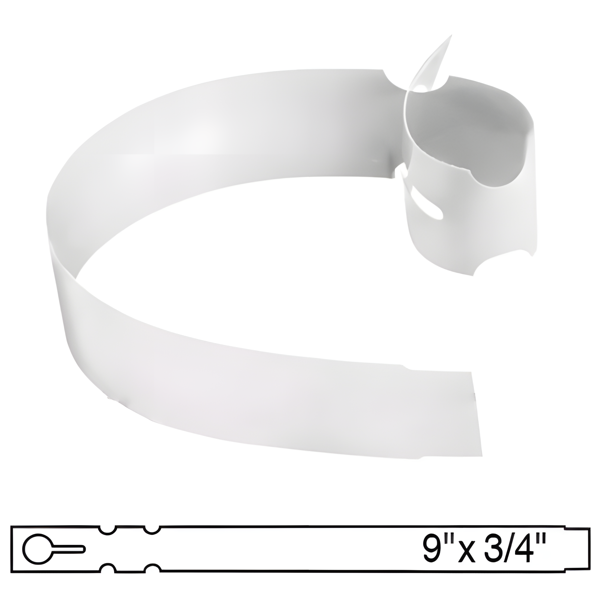 BarcodeFactory 9x0.75 Thermal White Tree Wrap Tags [Non-Perforated] BAR-WP9X07-WH