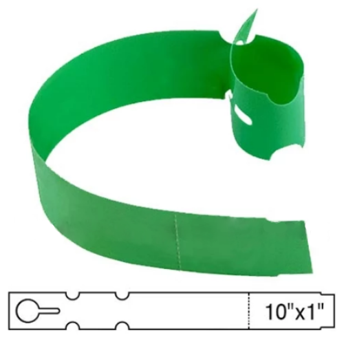 BarcodeFactory 10x1 Thermal Green Tree Wrap Tags [Perforated] BAR-EP10X1X4P-GR