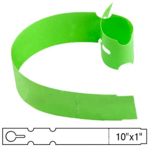 BarcodeFactory 10x1 Thermal Lime Tree Wrap Tags [Perforated] BAR-EP10X1X4P-LM