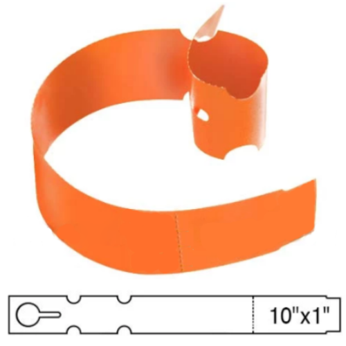 BarcodeFactory 10x1 Thermal Orange Tree Wrap Tags [Perforated] BAR-EP10X1X4P-OR