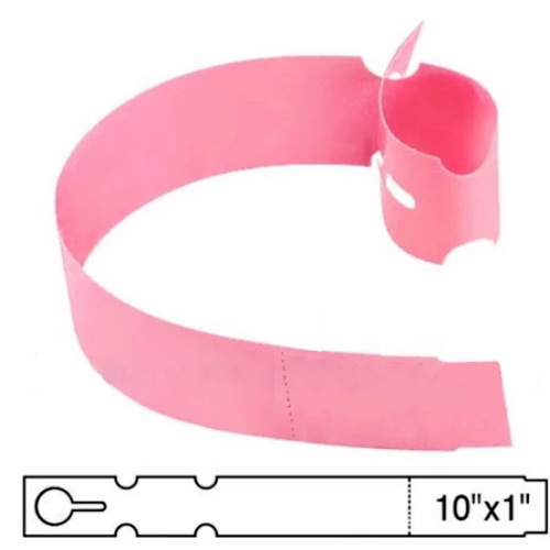 BarcodeFactory 10x1 Thermal Pink Tree Wrap Tags [Perforated] BAR-EP10X1X4P-PK