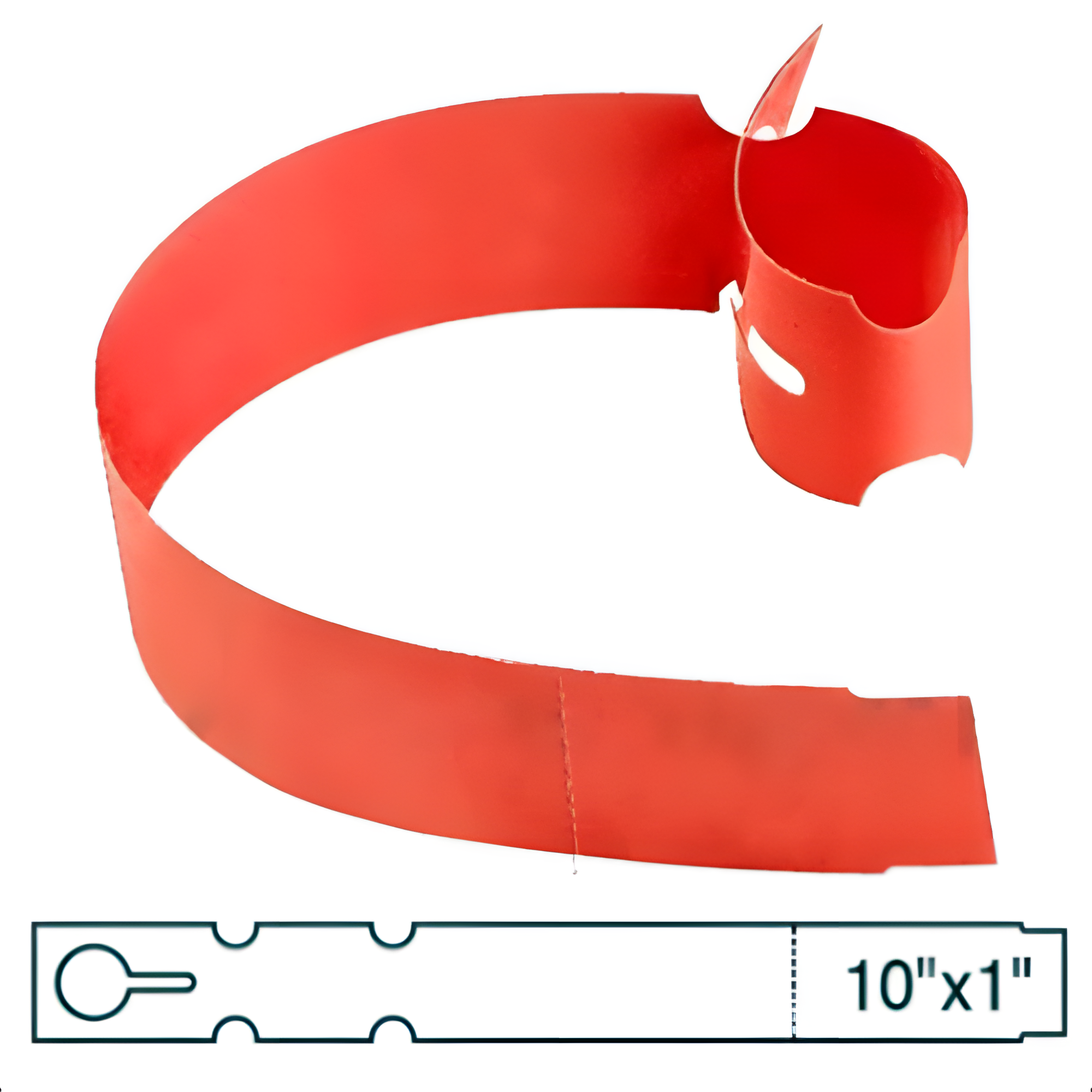 BarcodeFactory 10x1 Thermal Red Tree Wrap Tags [Perforated] BAR-EP10X1X5P-RD-EA