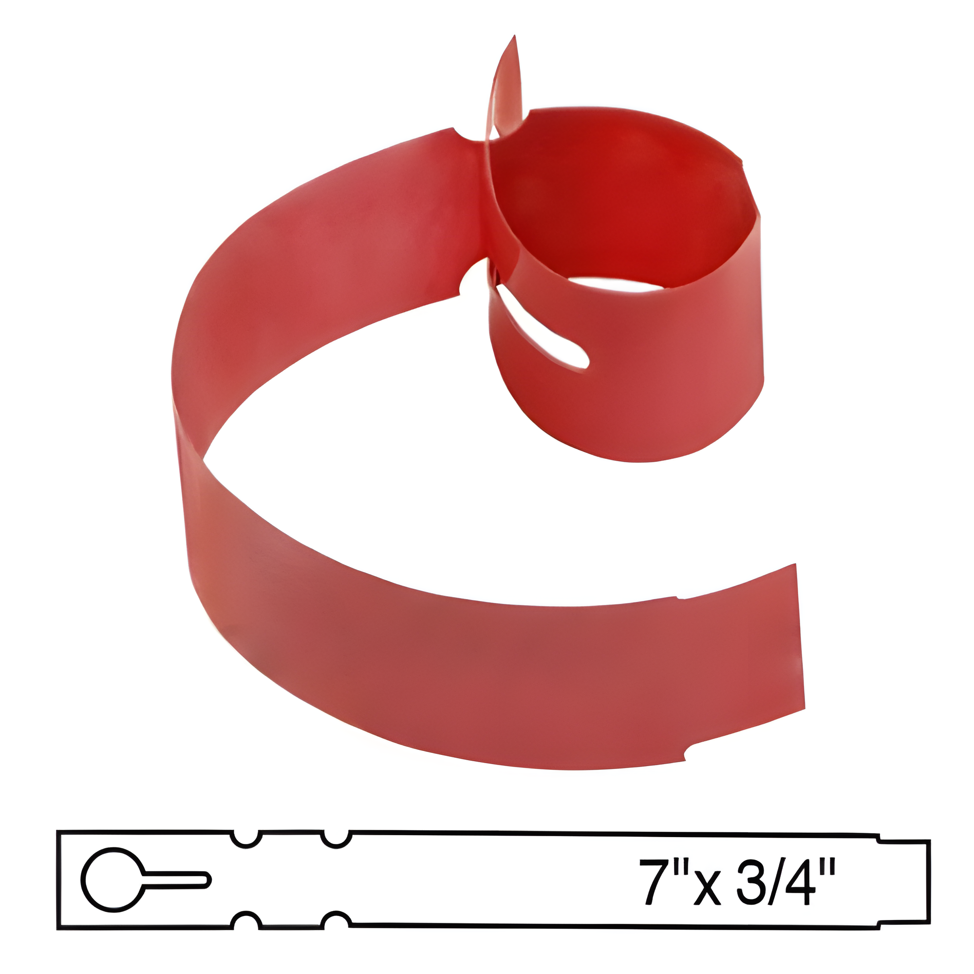 BarcodeFactory 7x0.75 Thermal Red Tree Wrap Tags [Non-Perforated] BAR-WP7X07-RD-EA