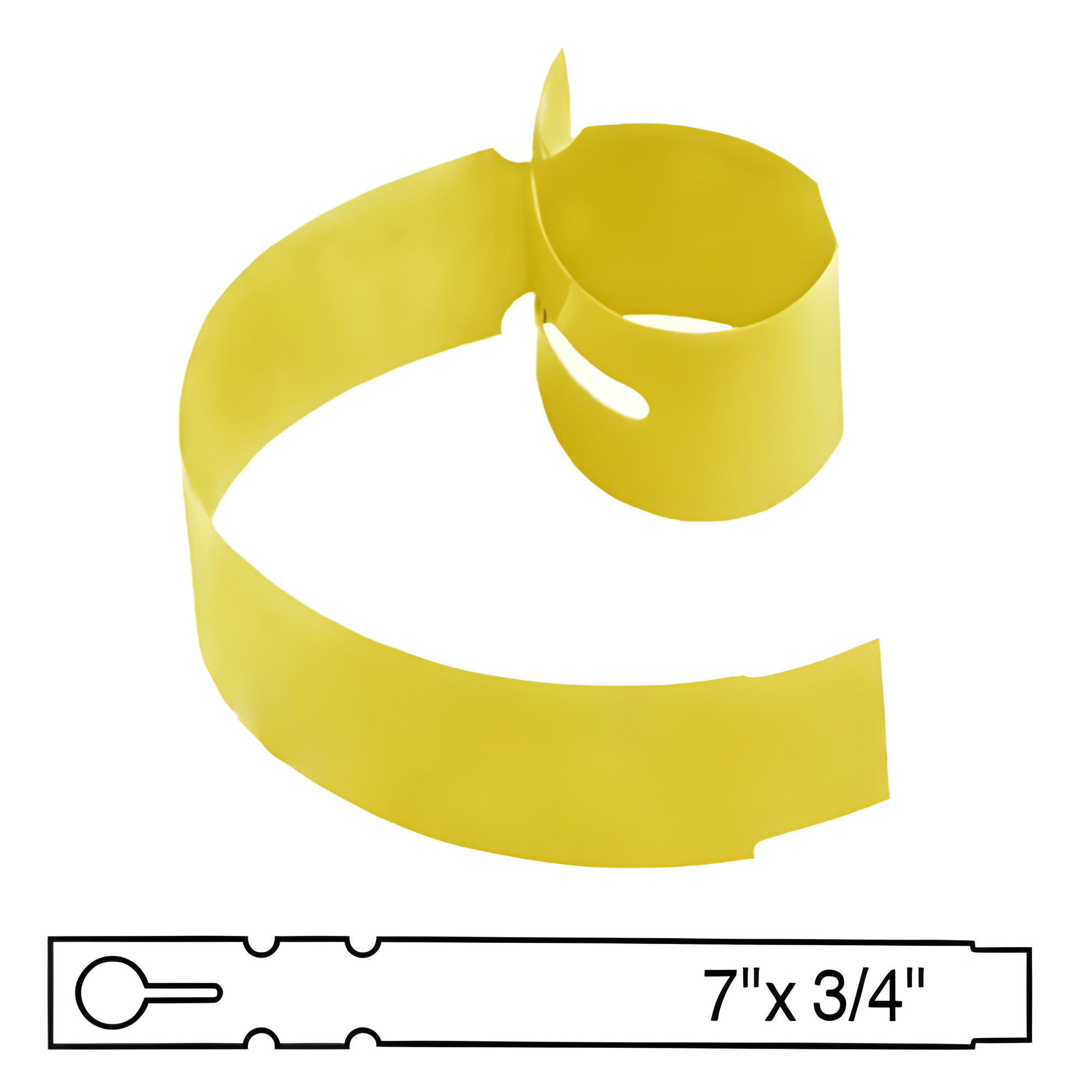 Barcodefactory 7x0.75 Polyethylene TT Tag [Wrap Tags, Key Hole, Yellow] BAR-WP7X07-YE-EA