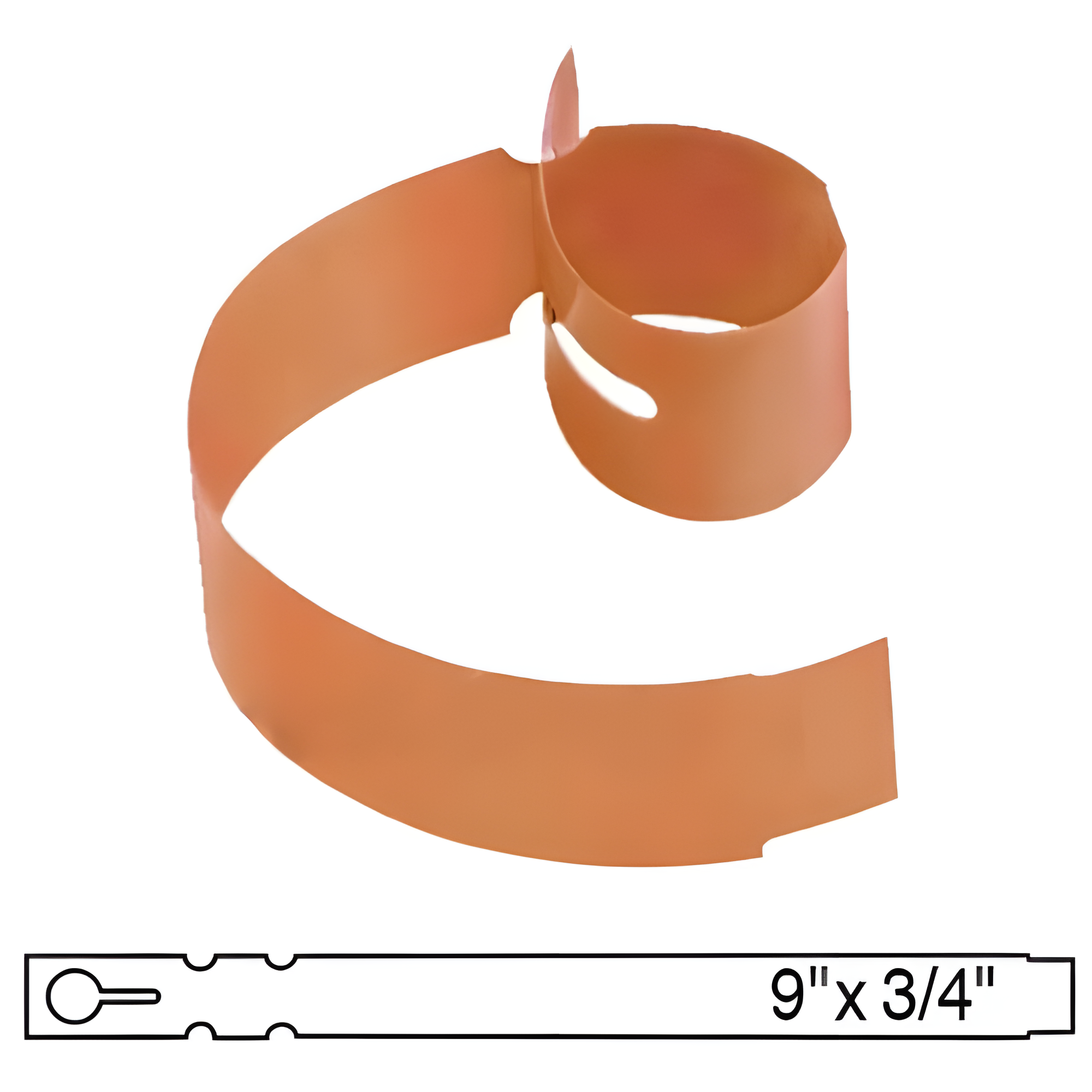 BarcodeFactory 9x0.75 Thermal Orange Tree Wrap Tags [Non-Perforated] BAR-WP9X07-OR