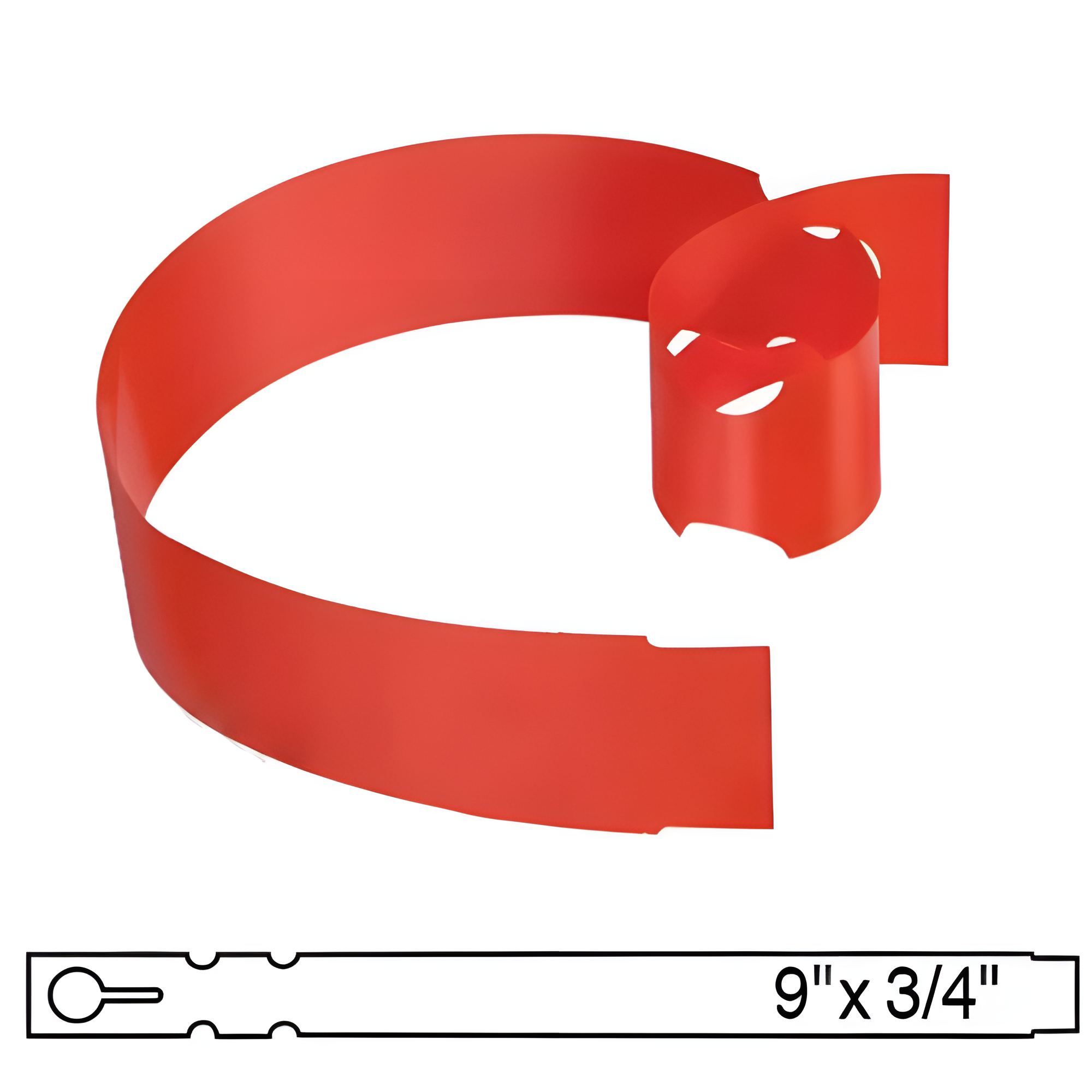 BarcodeFactory 9x0.75 Thermal Red Tree Wrap Tags [Non-Perforated] BAR-WP9X07-RD