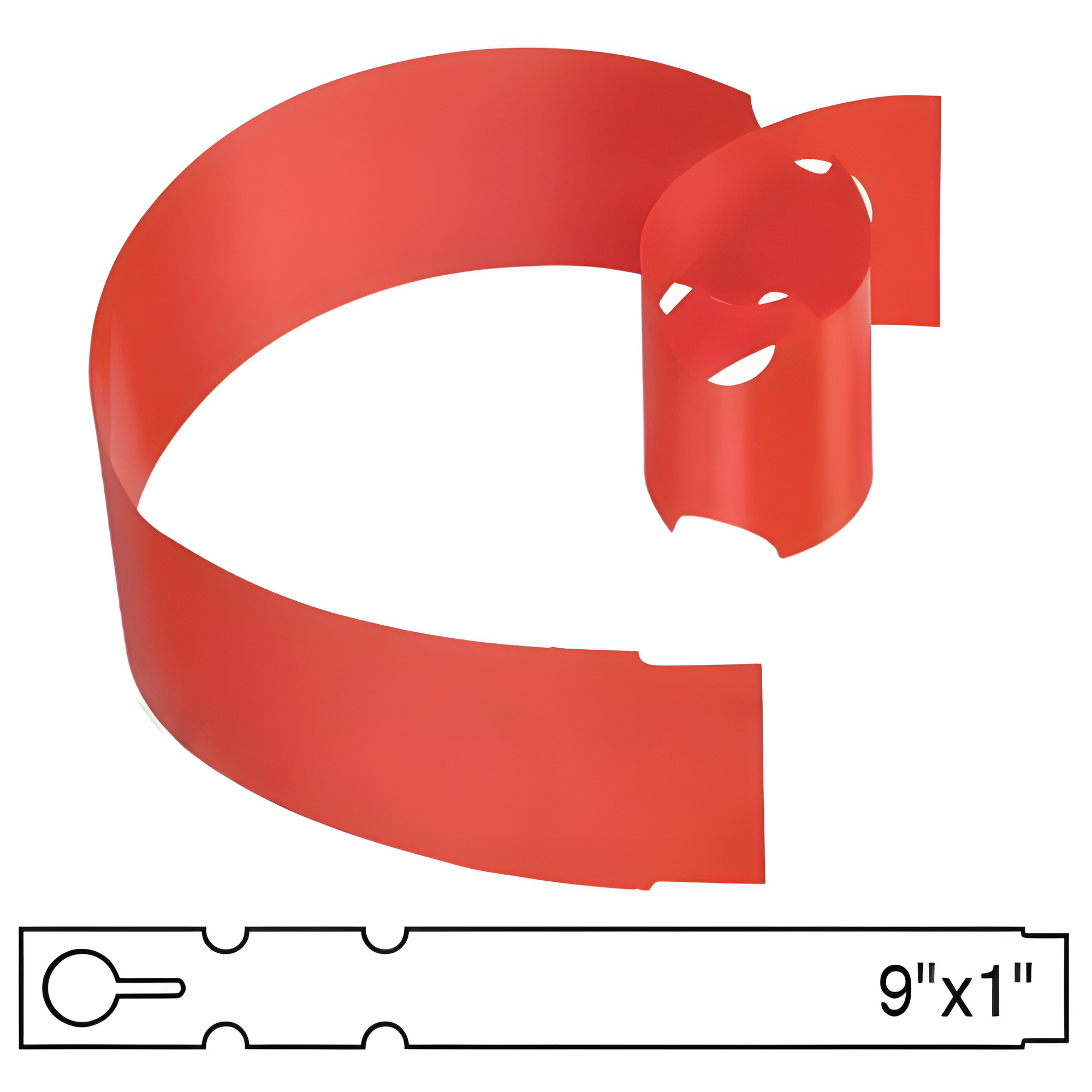 BarcodeFactory 9x1 Thermal Red Tree Wrap Tags [Non-Perforated] BAR-WP9X1-RD