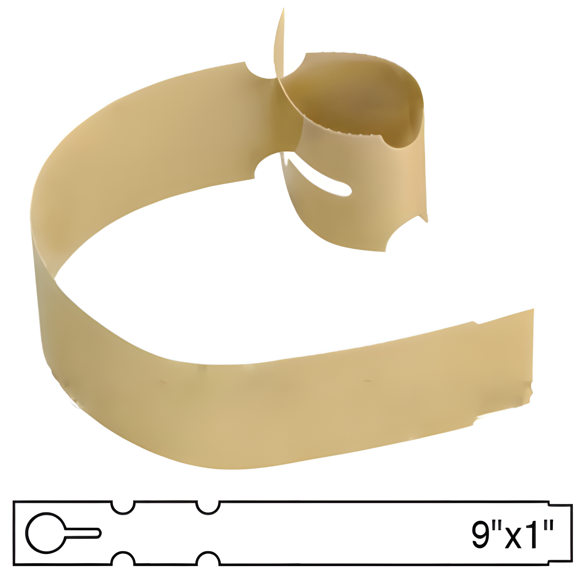 BarcodeFactory 9x1 Thermal Tan Tree Wrap Tags [Non-Perforated] BAR-WP9X1-TN
