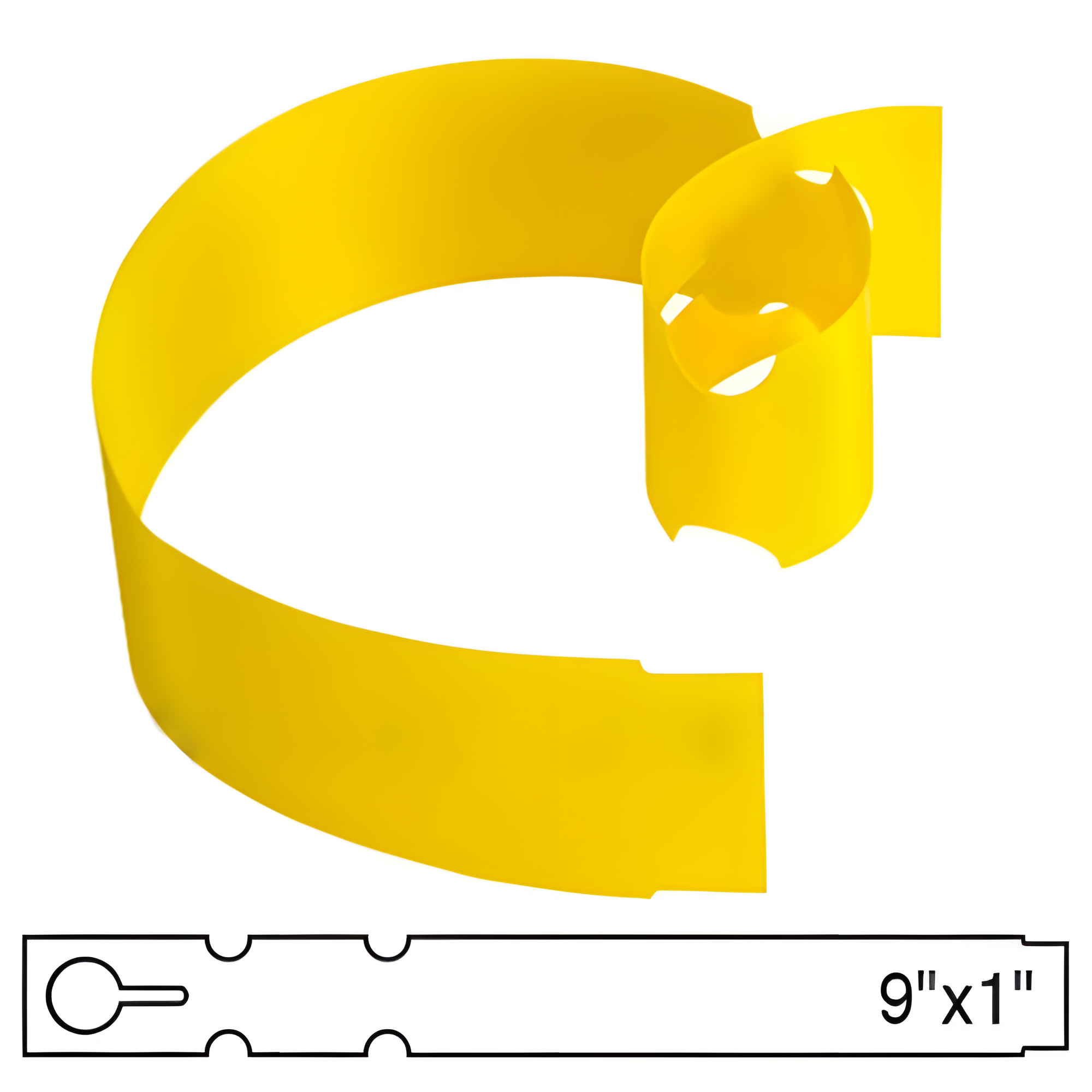 BarcodeFactory 9x1 Thermal Yellow Tree Wrap Tags [Non-Perforated] BAR-WP9X1-YE