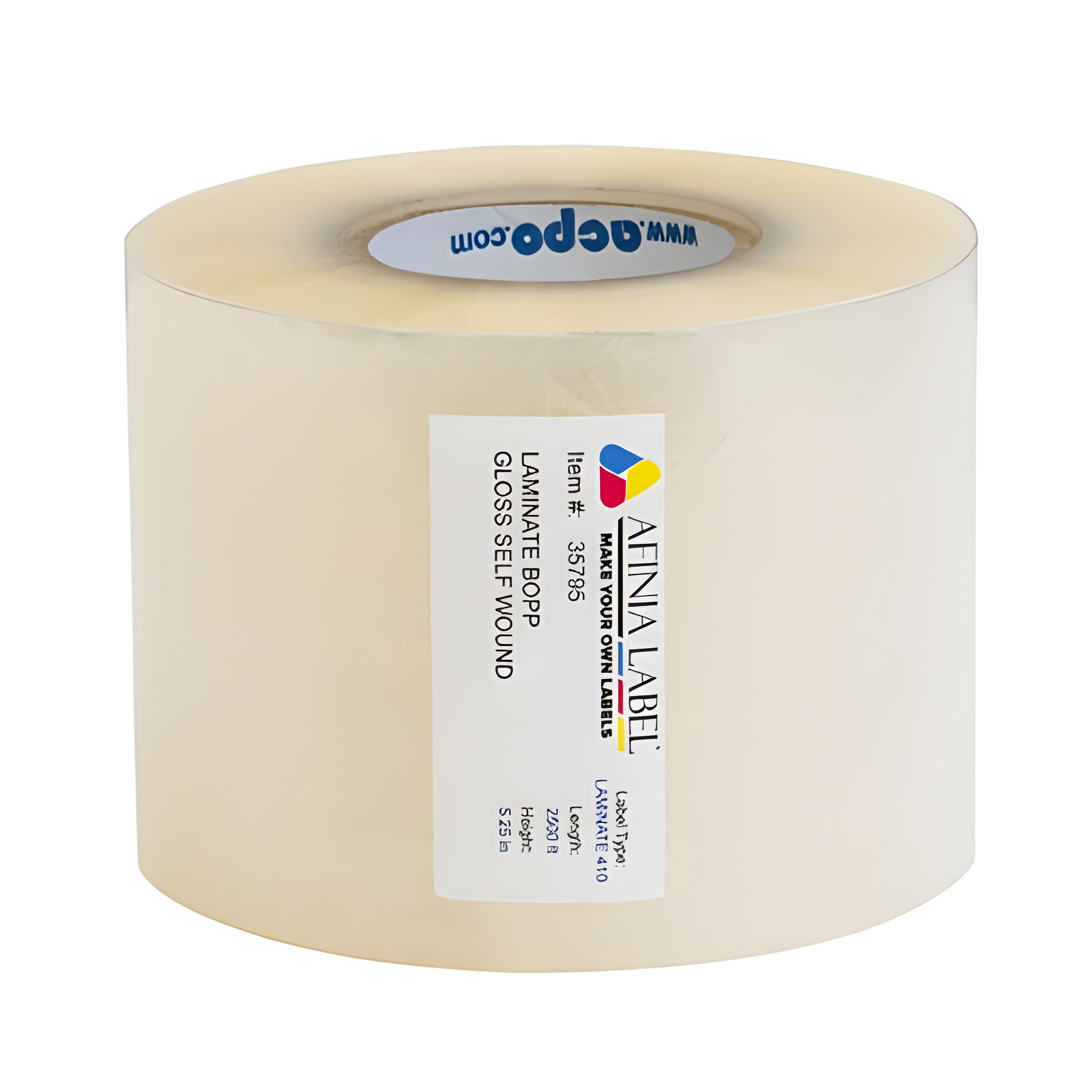 Afinia Label 5.25x2500' Gloss Self Wound BOPP Laminate Label [Non-Perforated] 35795
