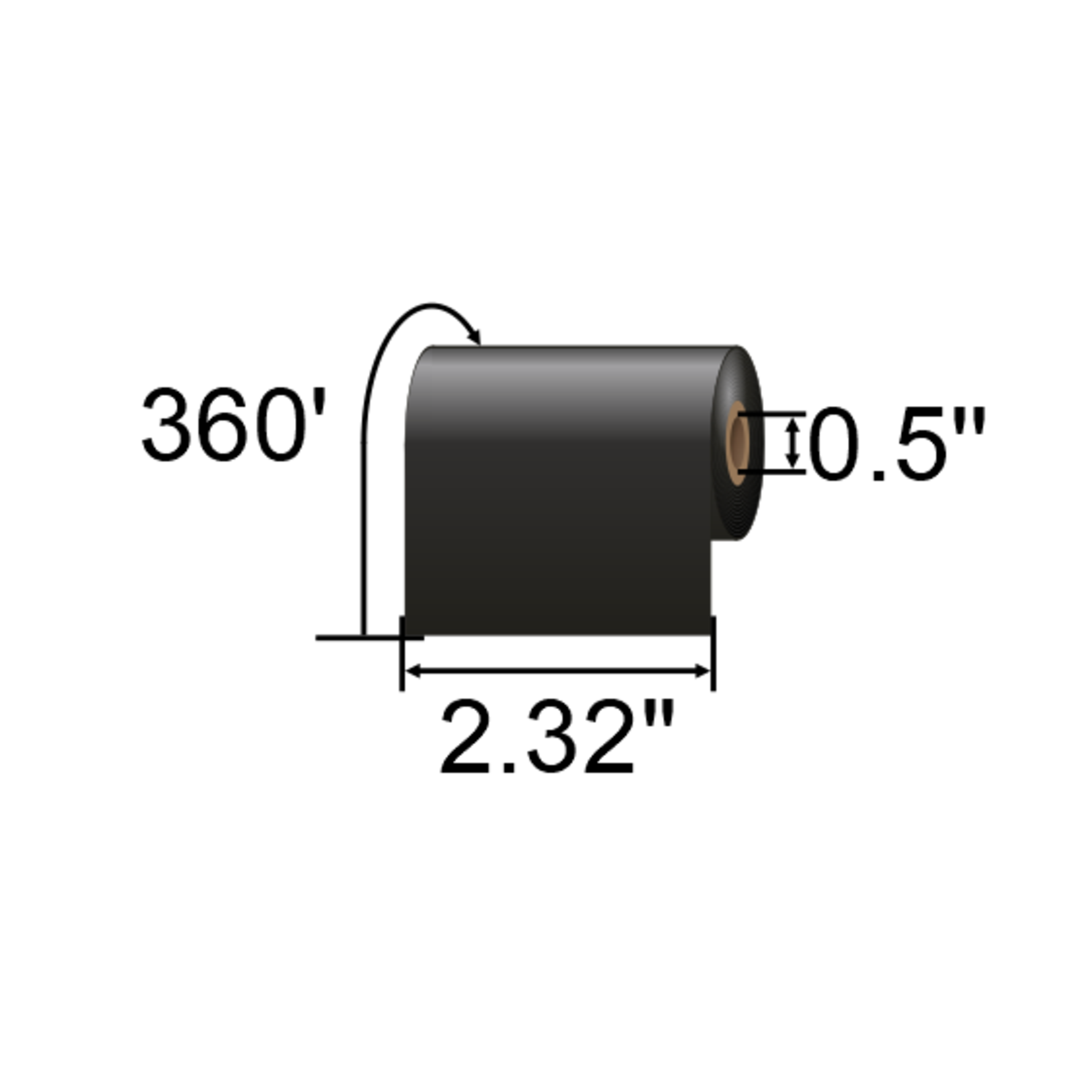 SATO 2.32 x 360ft Black Wax Ribbon [Wound out] SW05-A-59110