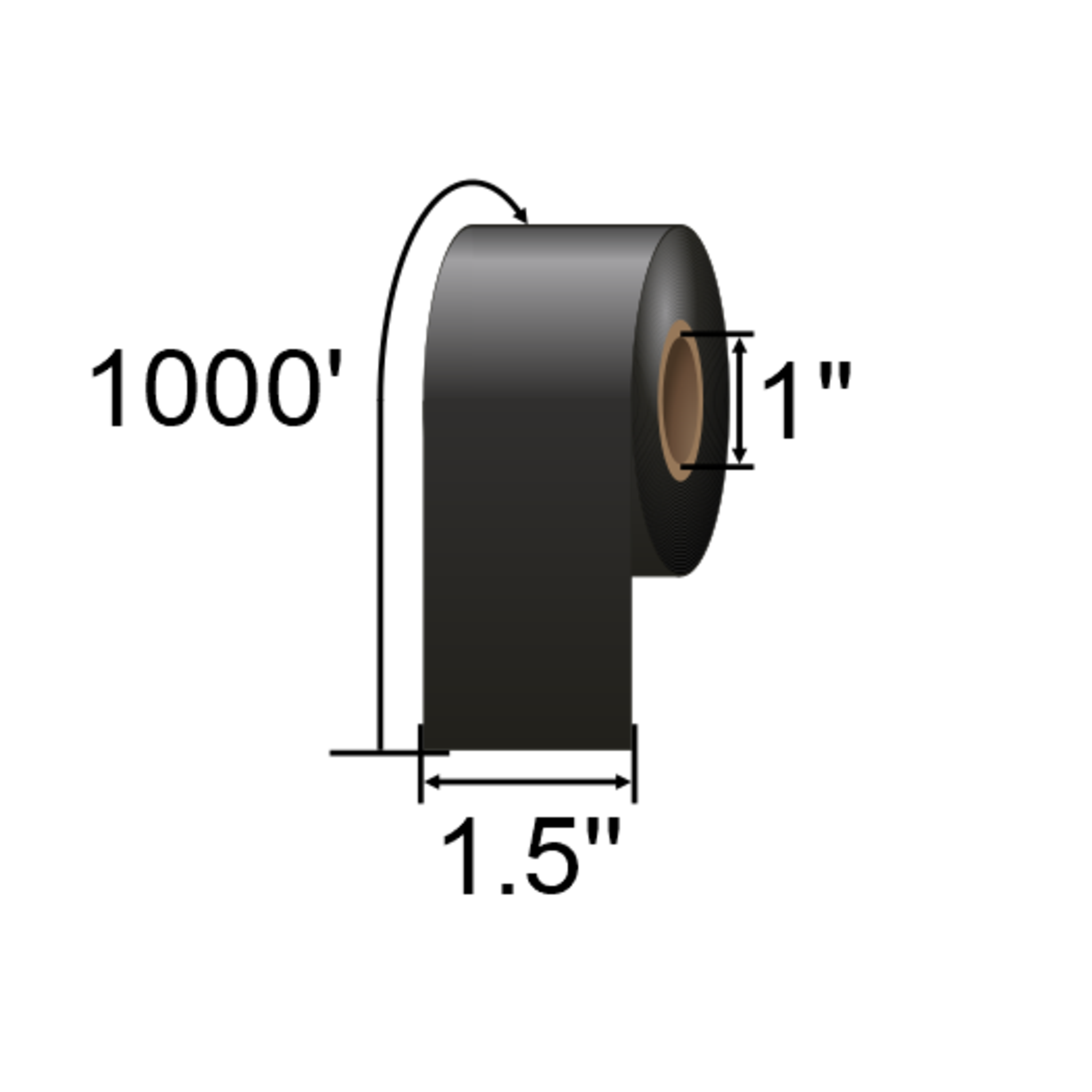 IMP 1.5 x 1000ft Black Hot Stamp Foil Ribbon HSF038305BLK