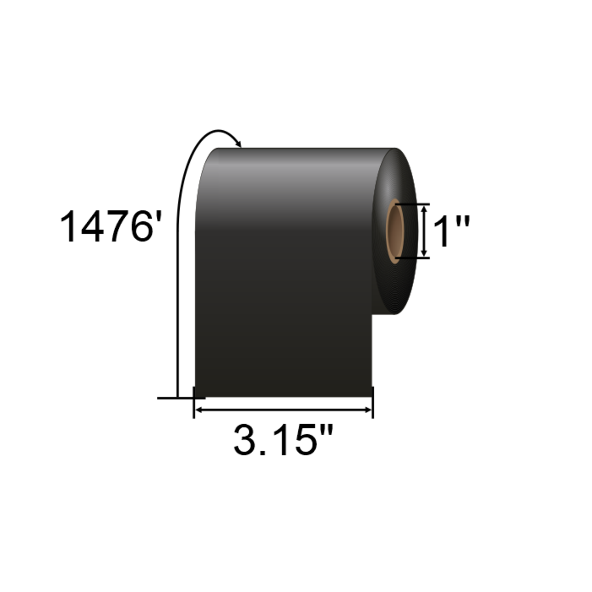 Zebra 3.15 x 1476' Thermal Transfer Wax-Resin Ribbon 06100BK08045
