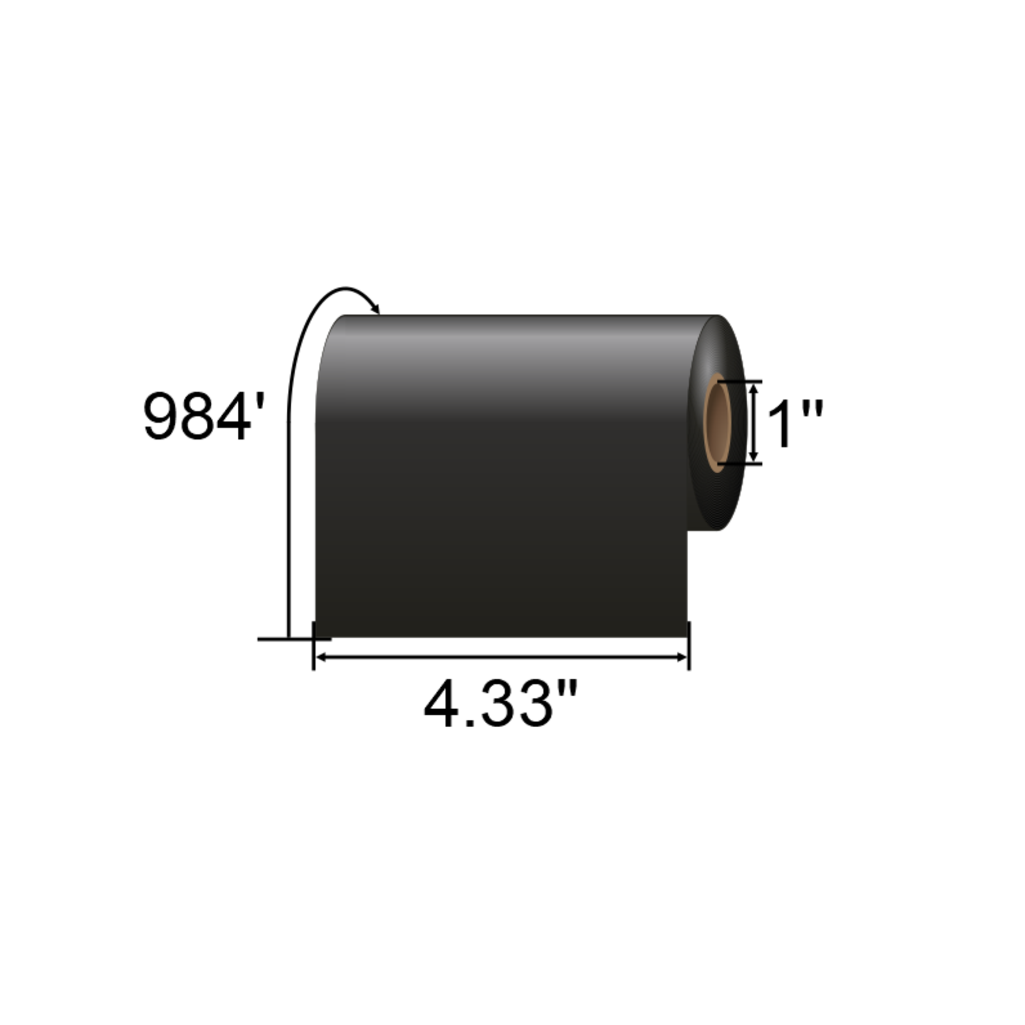 BarcodeFactory 4.33 x 984ft Black Premium Wax Ribbon