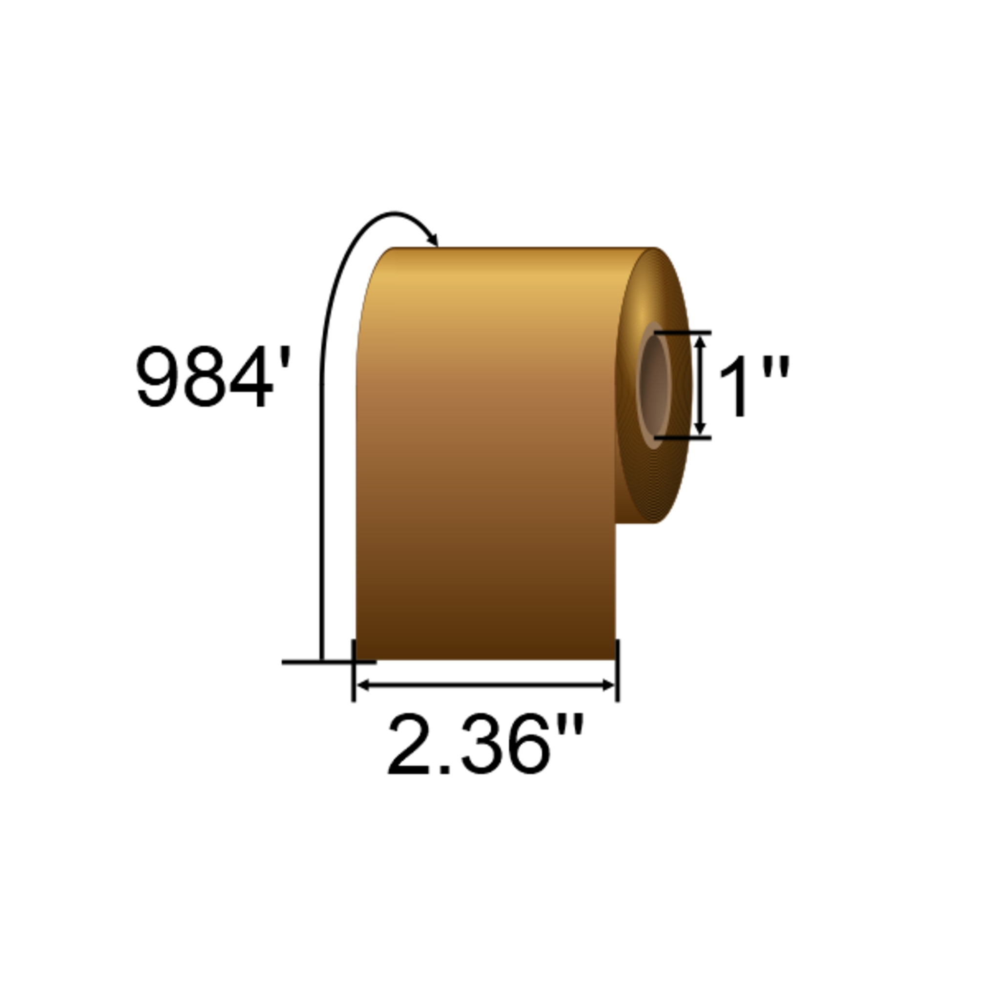 ARMOR-IIMAK 2.36in x 984ft Gold Premium Wax Ribbon T84798BAO