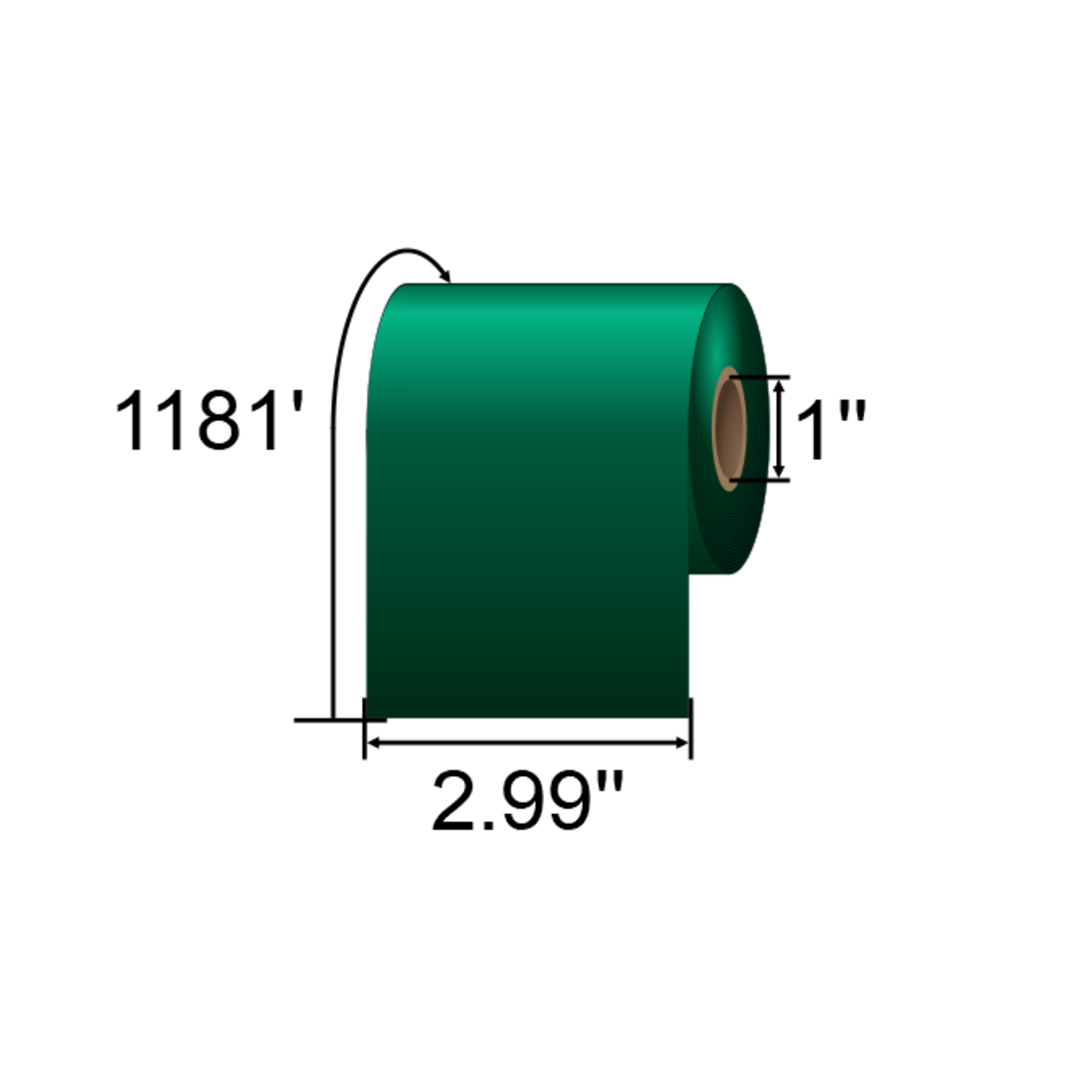ARMOR-IIMAK 2.99in x 1181ft Green Premium Wax Ribbon T84686BAO