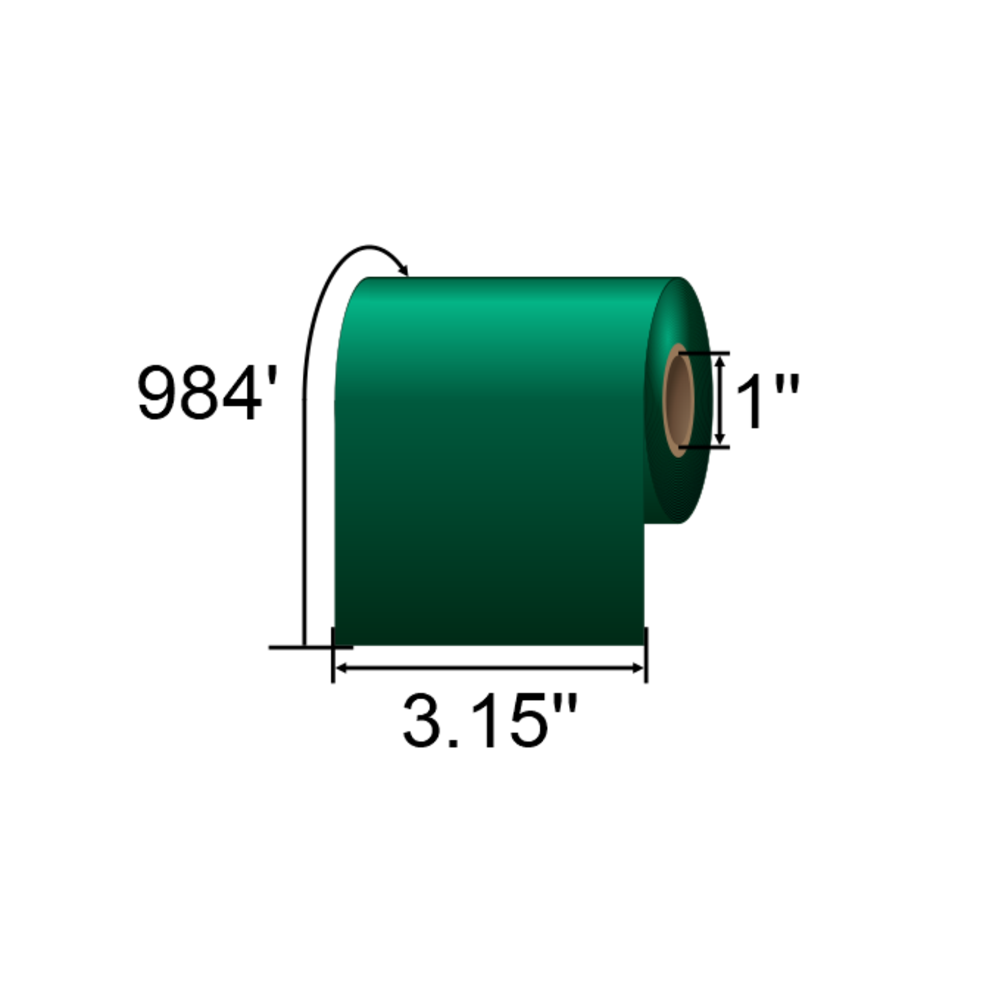 ARMOR-IIMAK 3.15in x 984ft Green Wax/Resin Ribbon T84814BAO
